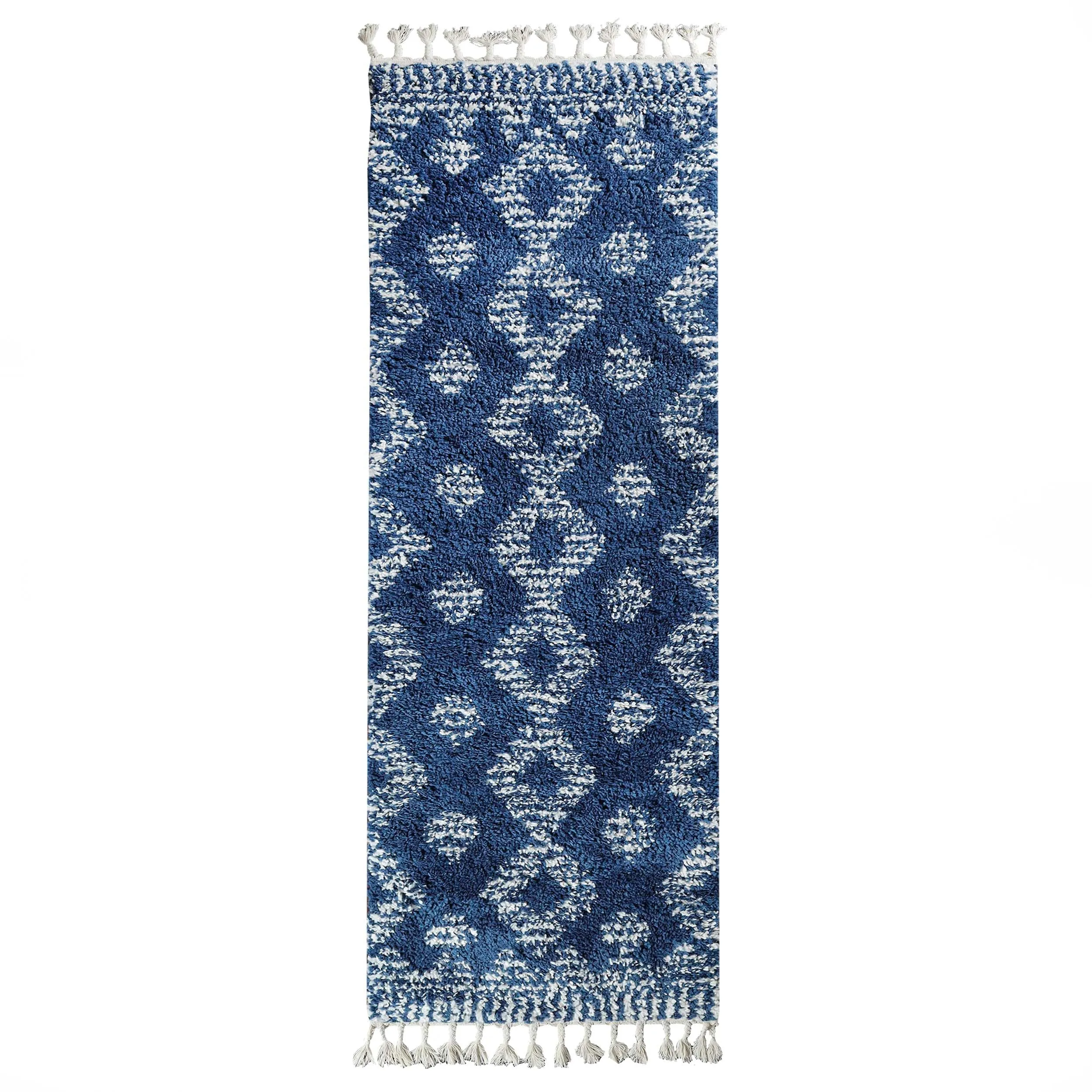 Superior Bohemian Geometric Indoor Plush Shag Area Rug with Tassels