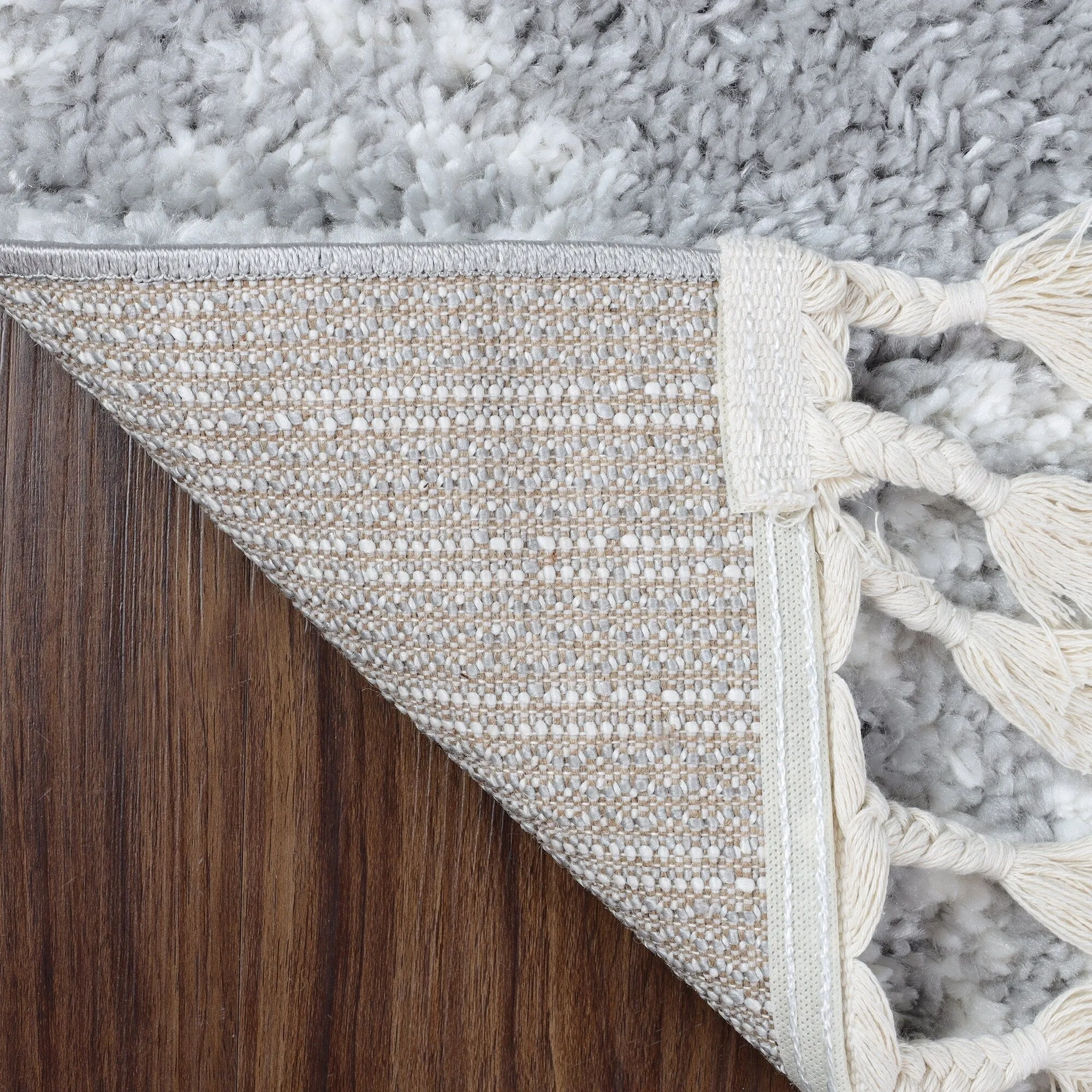 Superior Bohemian Geometric Indoor Plush Shag Area Rug with Tassels