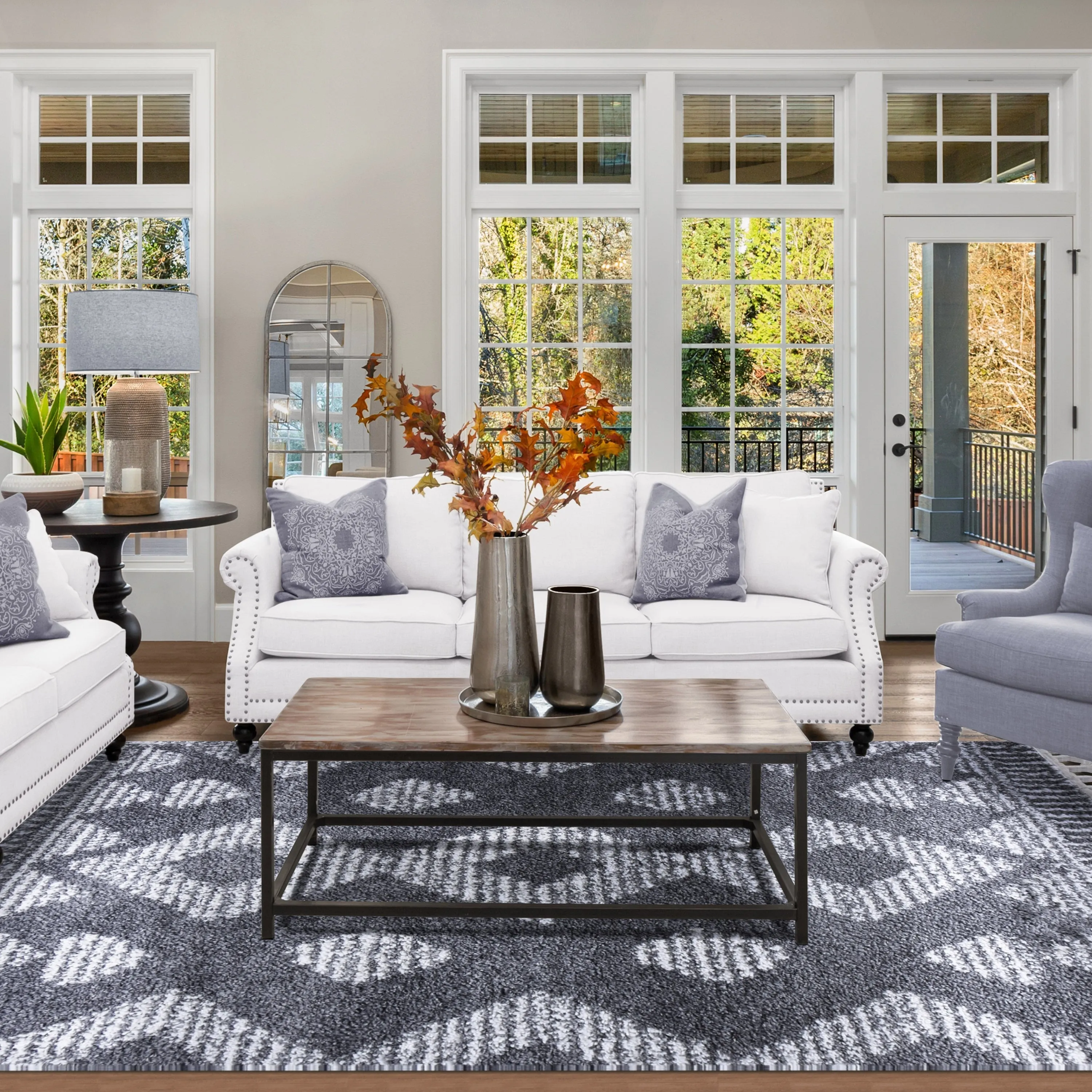 Superior Bohemian Geometric Indoor Plush Shag Area Rug with Tassels