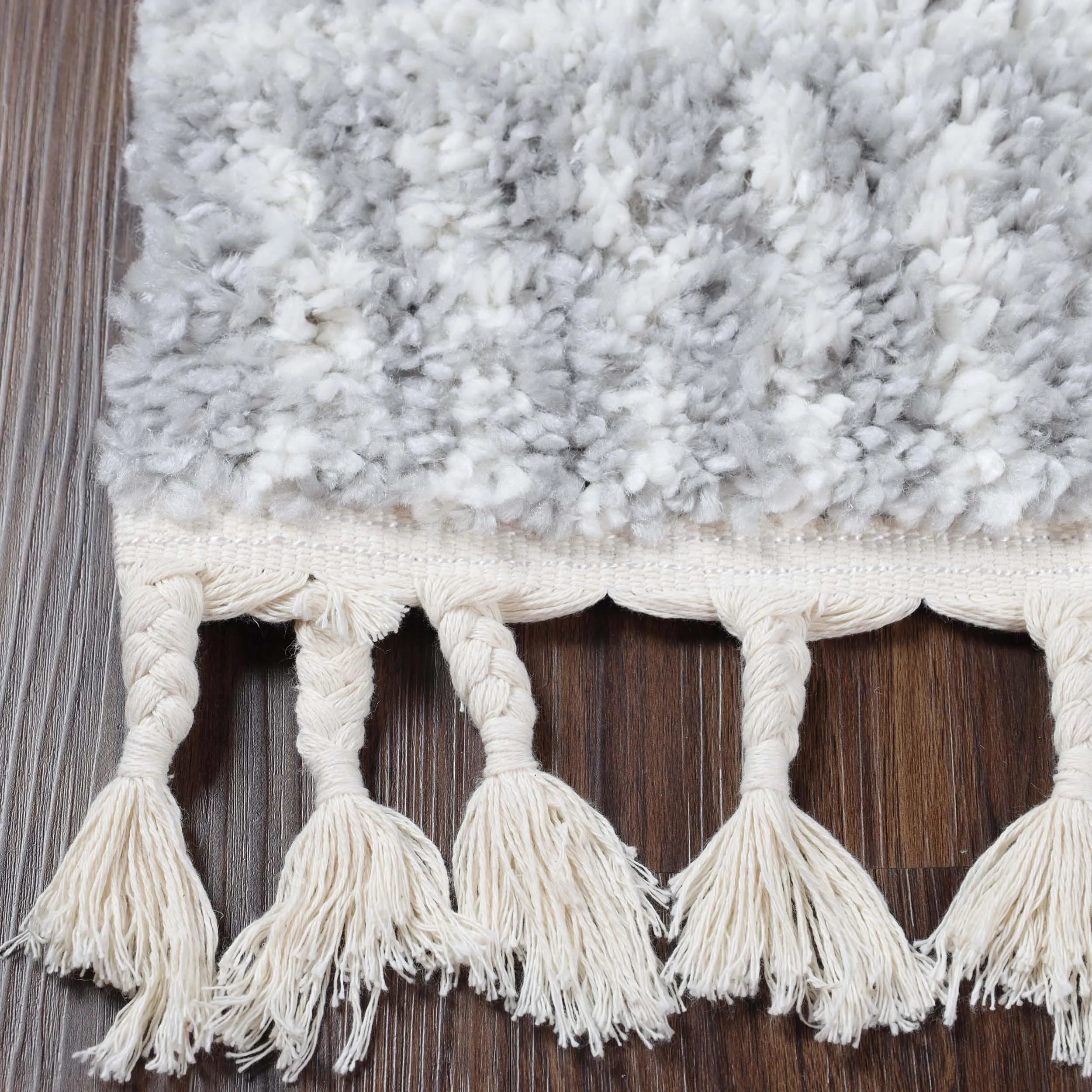 Superior Bohemian Geometric Indoor Plush Shag Area Rug with Tassels