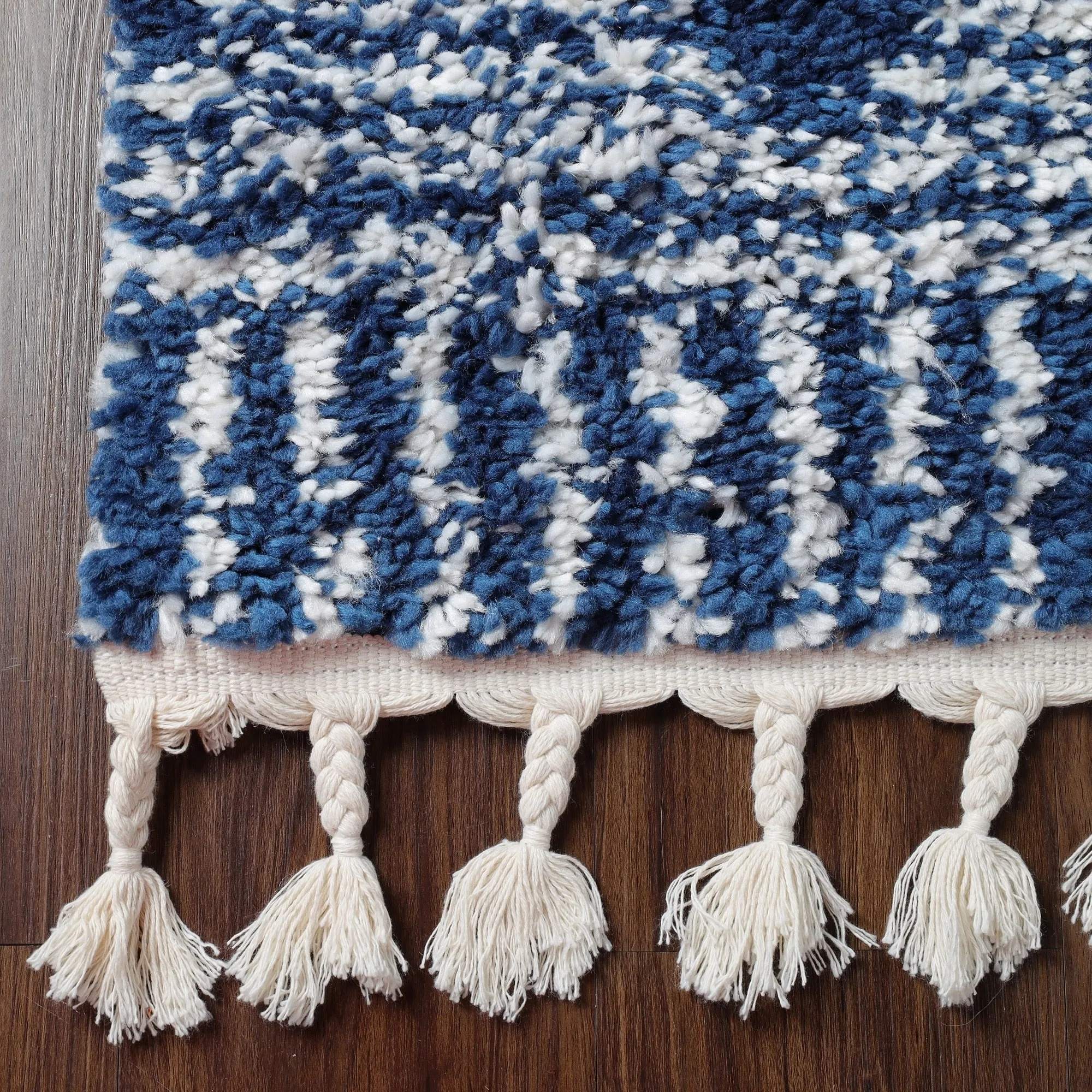 Superior Bohemian Geometric Indoor Plush Shag Area Rug with Tassels