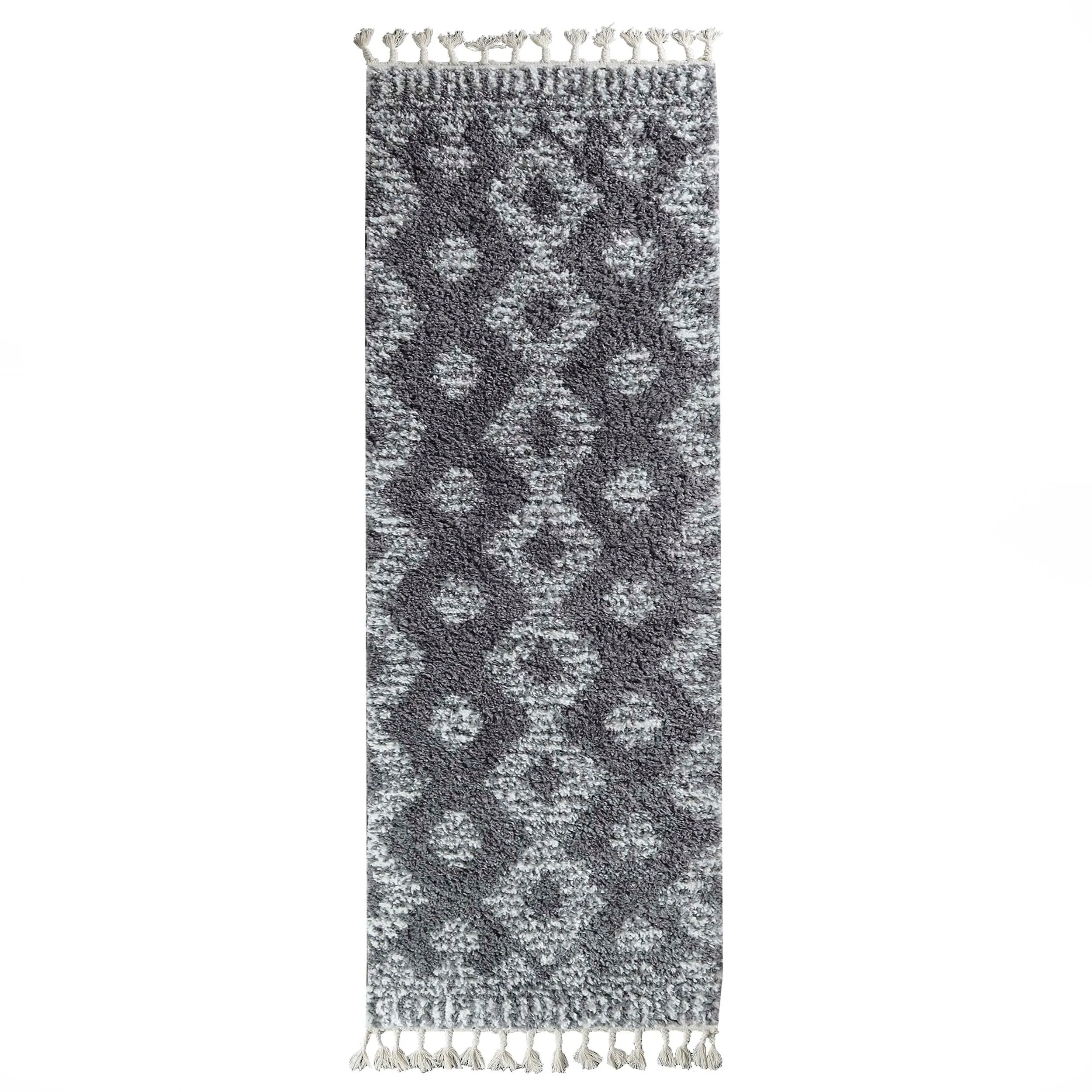 Superior Bohemian Geometric Indoor Plush Shag Area Rug with Tassels