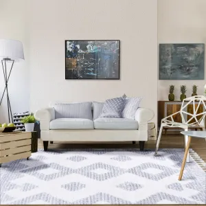 Superior Bohemian Geometric Indoor Plush Shag Area Rug with Tassels