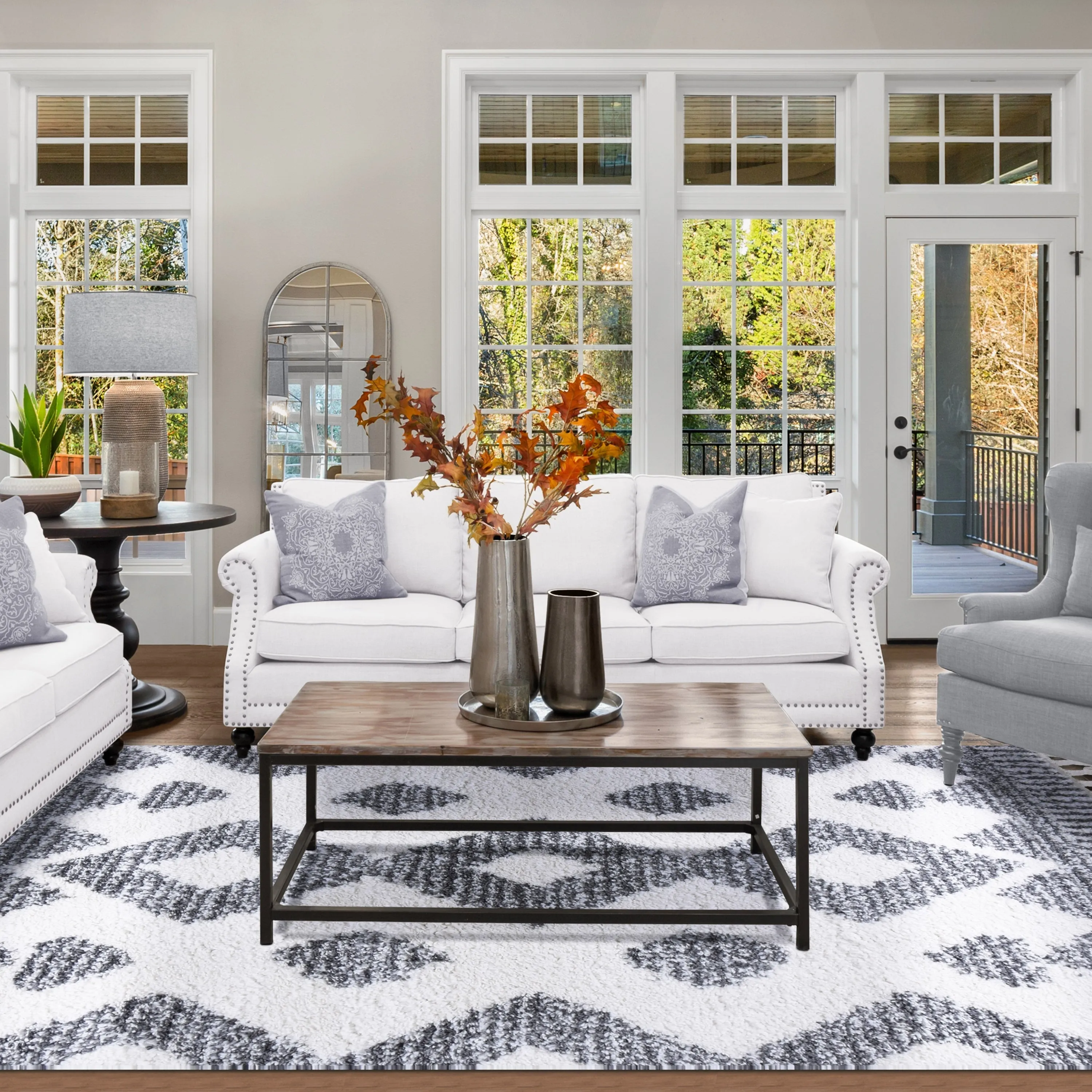 Superior Bohemian Geometric Indoor Plush Shag Area Rug with Tassels