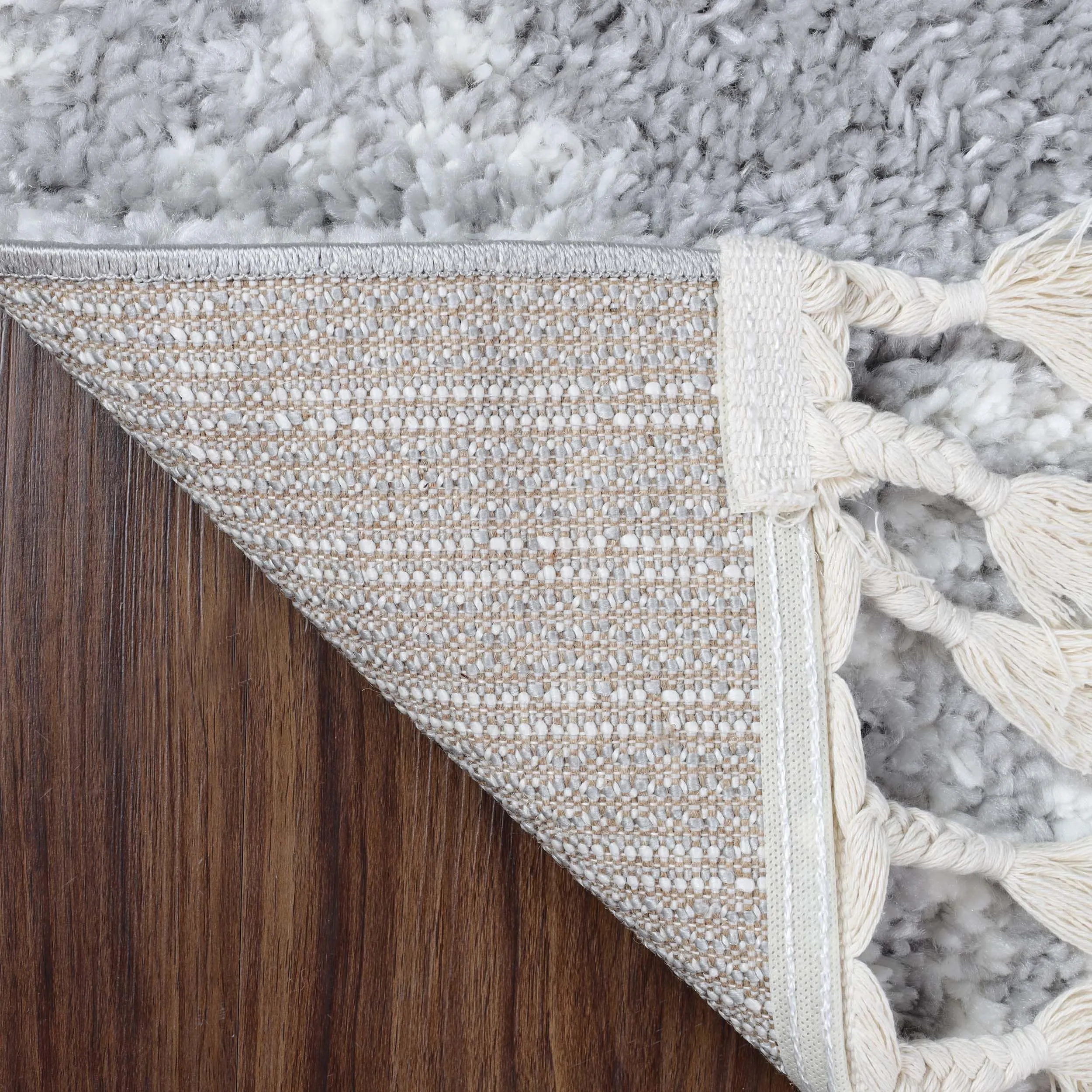 Superior Bohemian Geometric Indoor Plush Shag Area Rug with Tassels