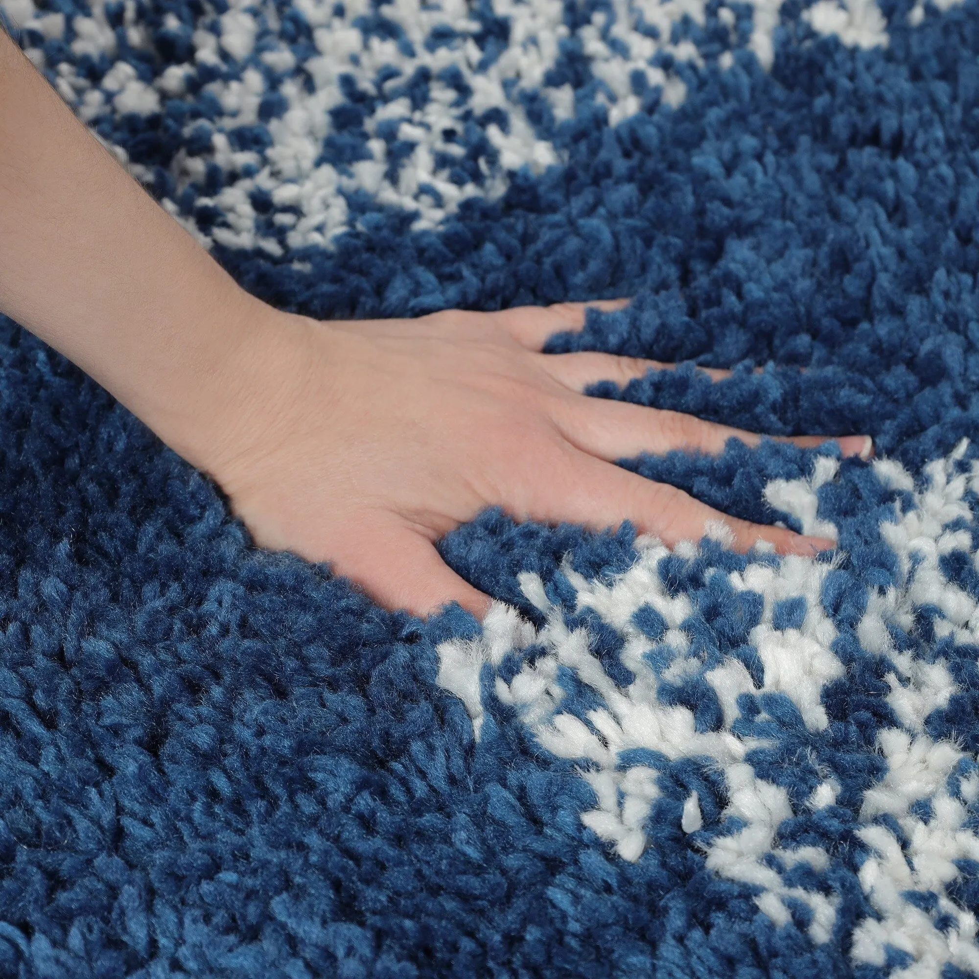 Superior Bohemian Geometric Indoor Plush Shag Area Rug with Tassels