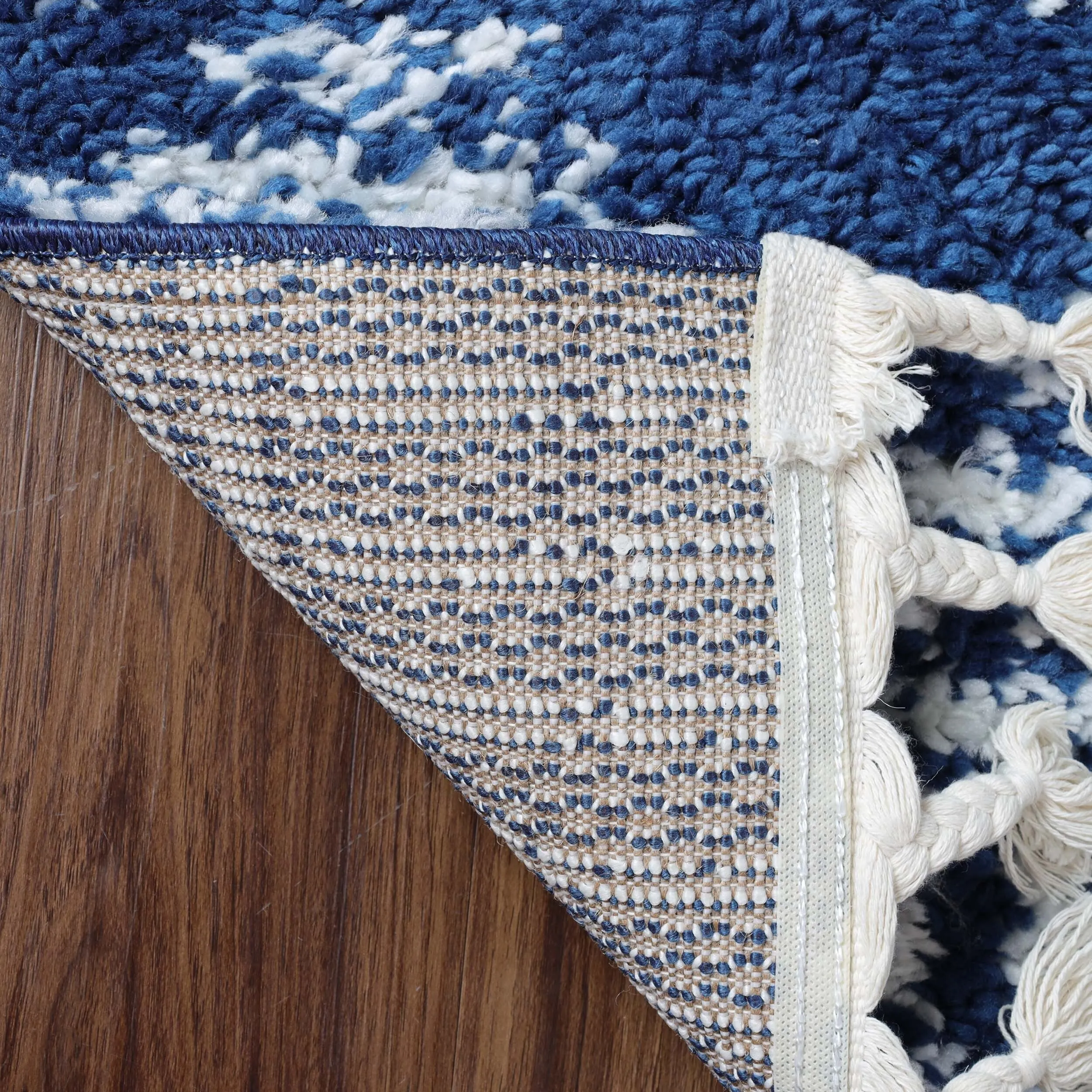 Superior Bohemian Geometric Indoor Plush Shag Area Rug with Tassels