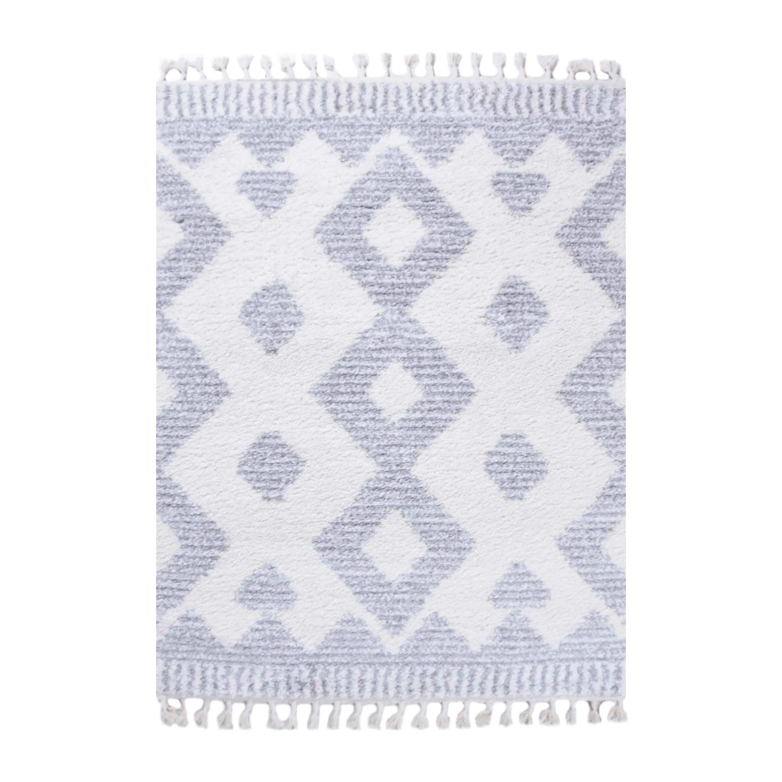 Superior Bohemian Geometric Indoor Plush Shag Area Rug with Tassels