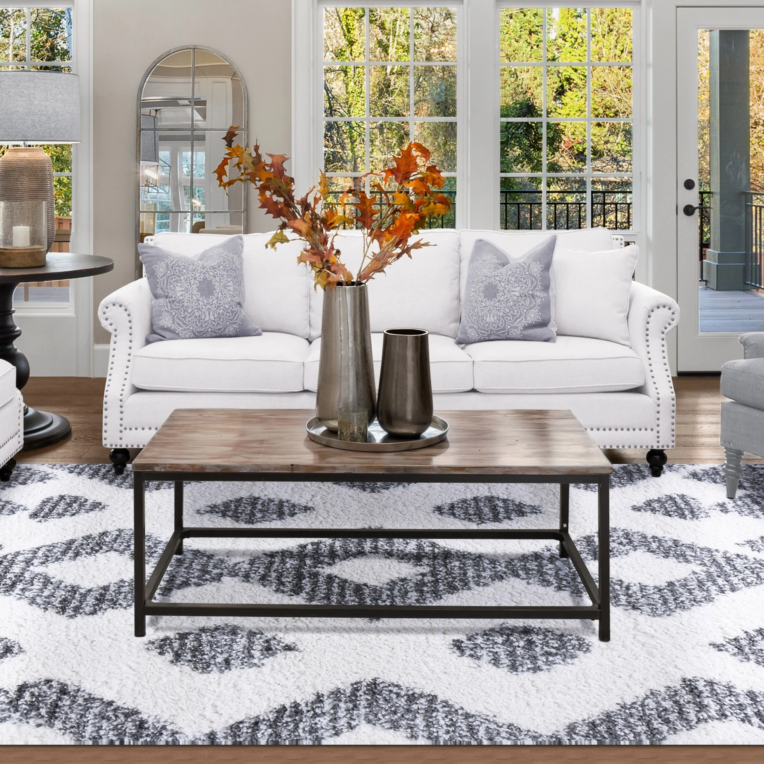 Superior Bohemian Geometric Indoor Plush Shag Area Rug with Tassels