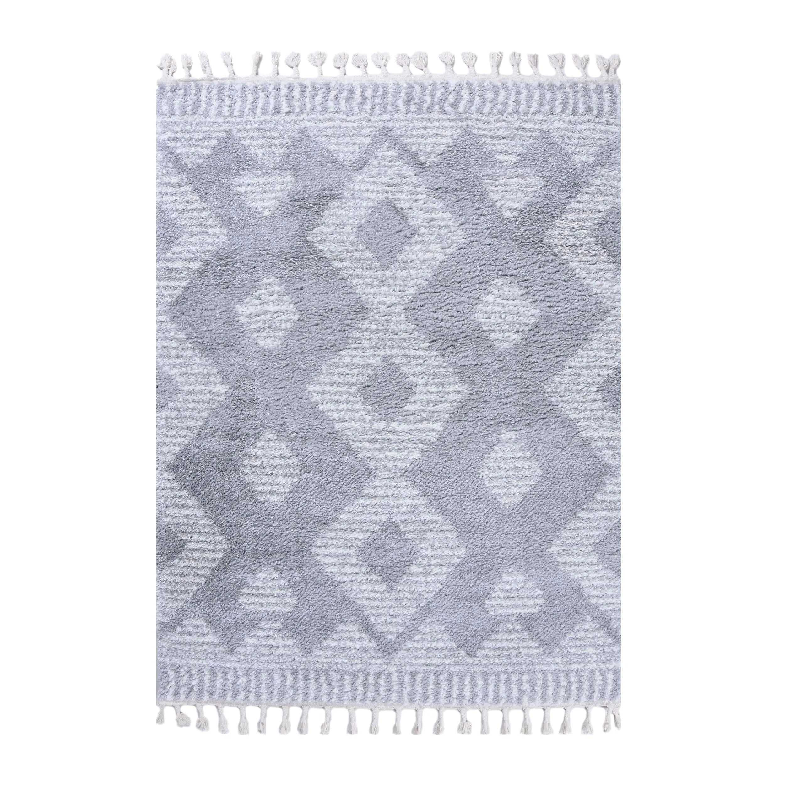 Superior Bohemian Geometric Indoor Plush Shag Area Rug with Tassels