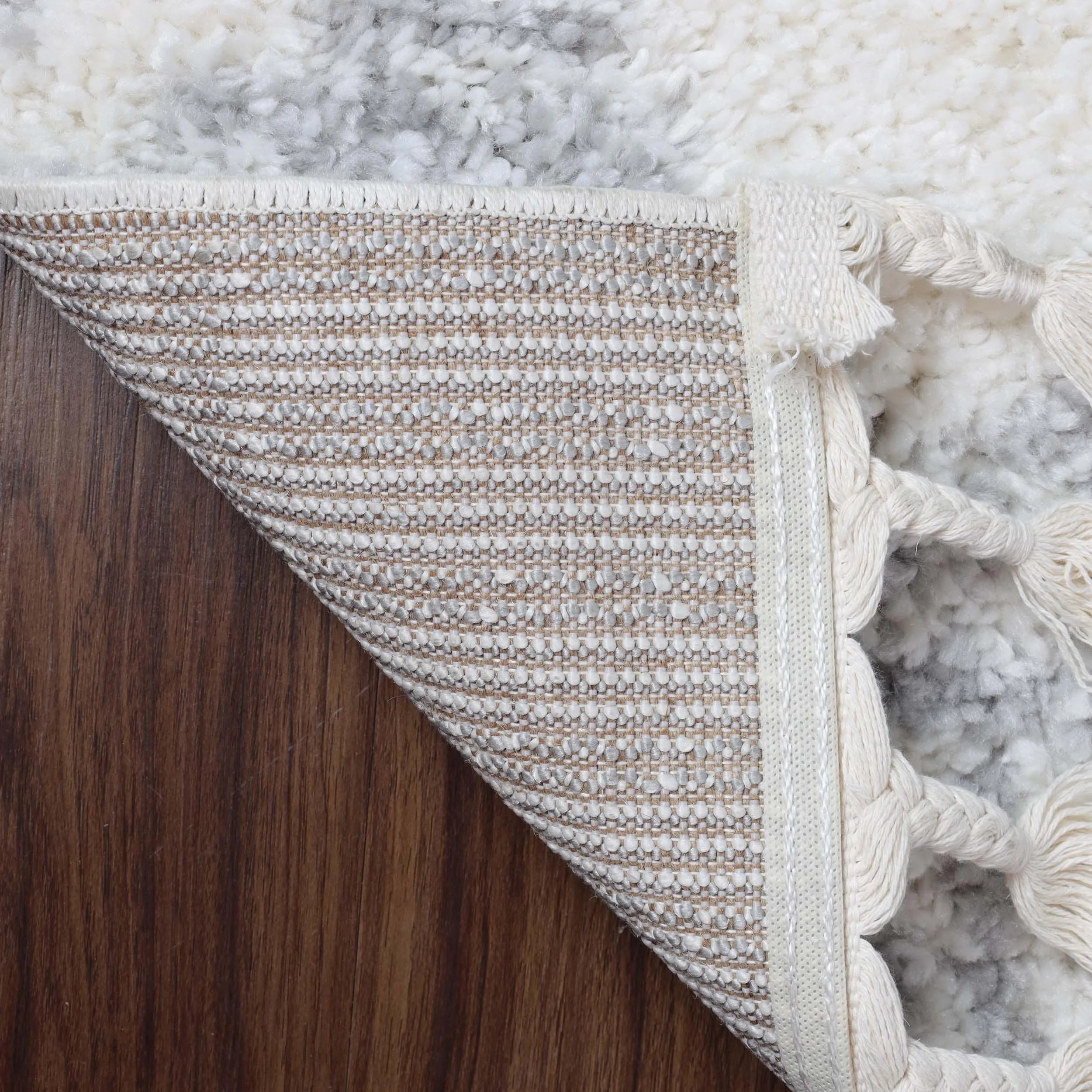 Superior Bohemian Geometric Indoor Plush Shag Area Rug with Tassels
