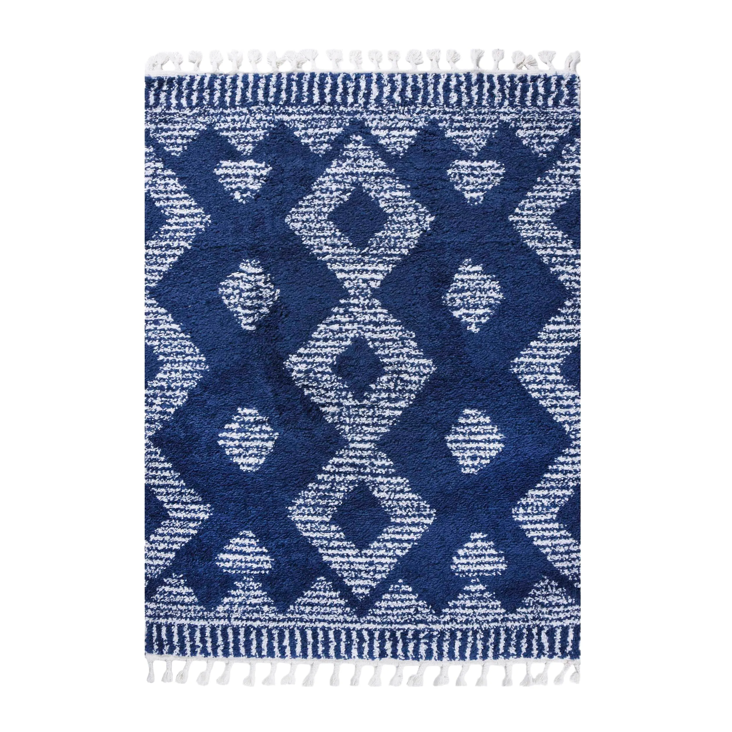 Superior Bohemian Geometric Indoor Plush Shag Area Rug with Tassels