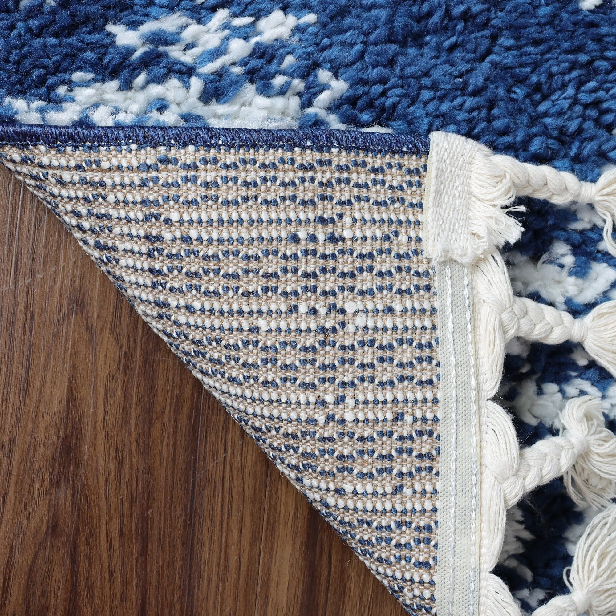 Superior Bohemian Geometric Indoor Plush Shag Area Rug with Tassels