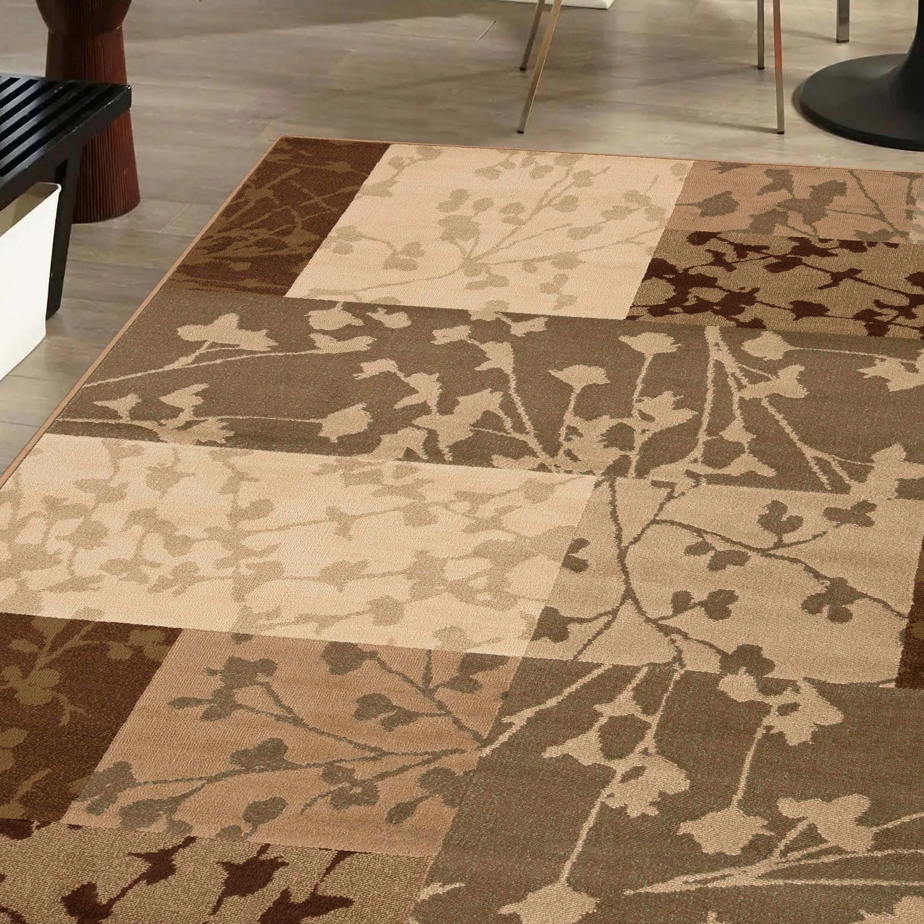 Superior Floral Color Block Geometric Power-Loomed Indoor Area Rug