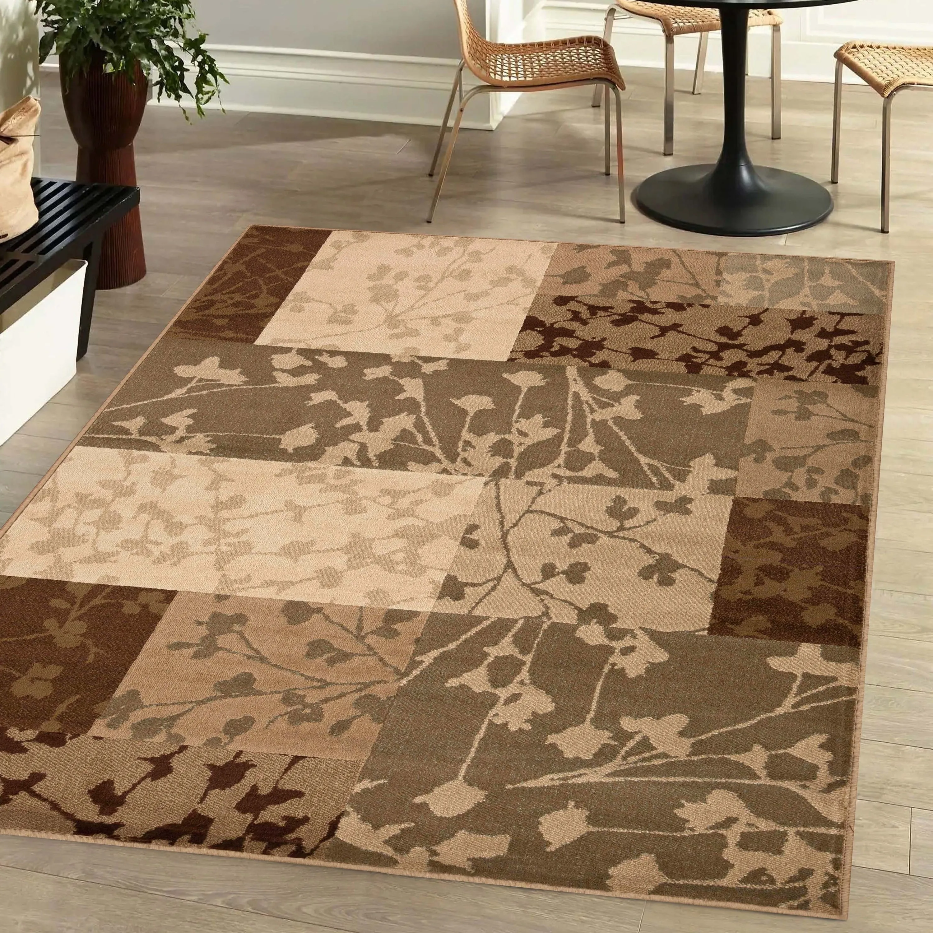 Superior Floral Color Block Geometric Power-Loomed Indoor Area Rug
