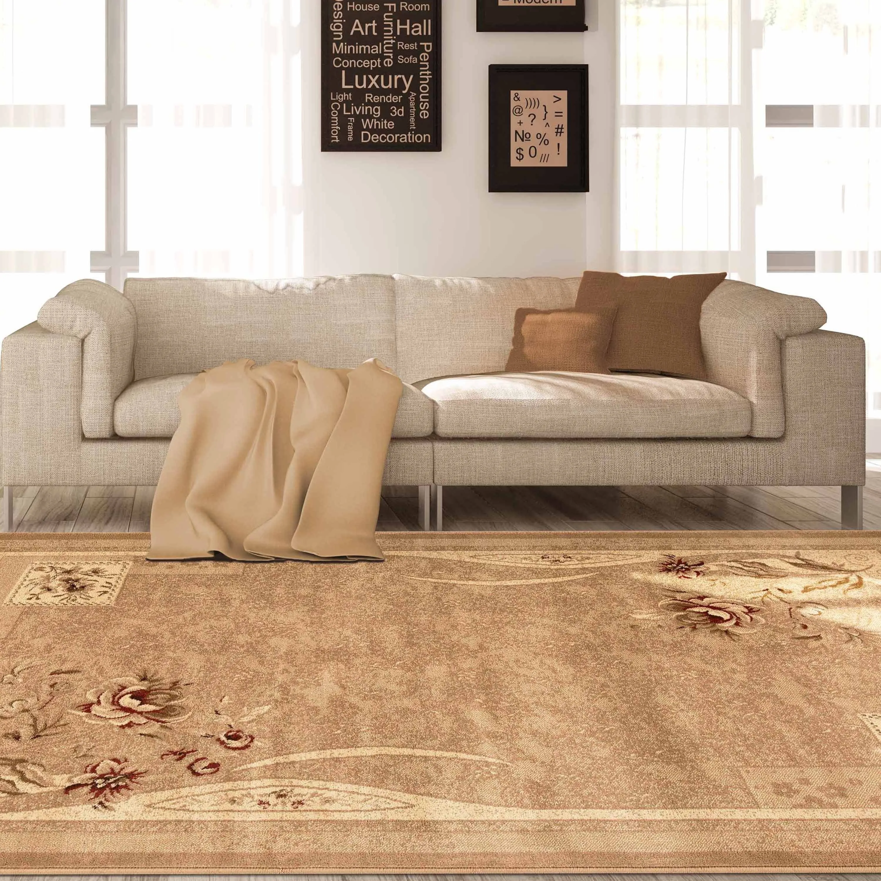Superior Minimalist Modern Floral Power-Loomed Indoor Area Rug