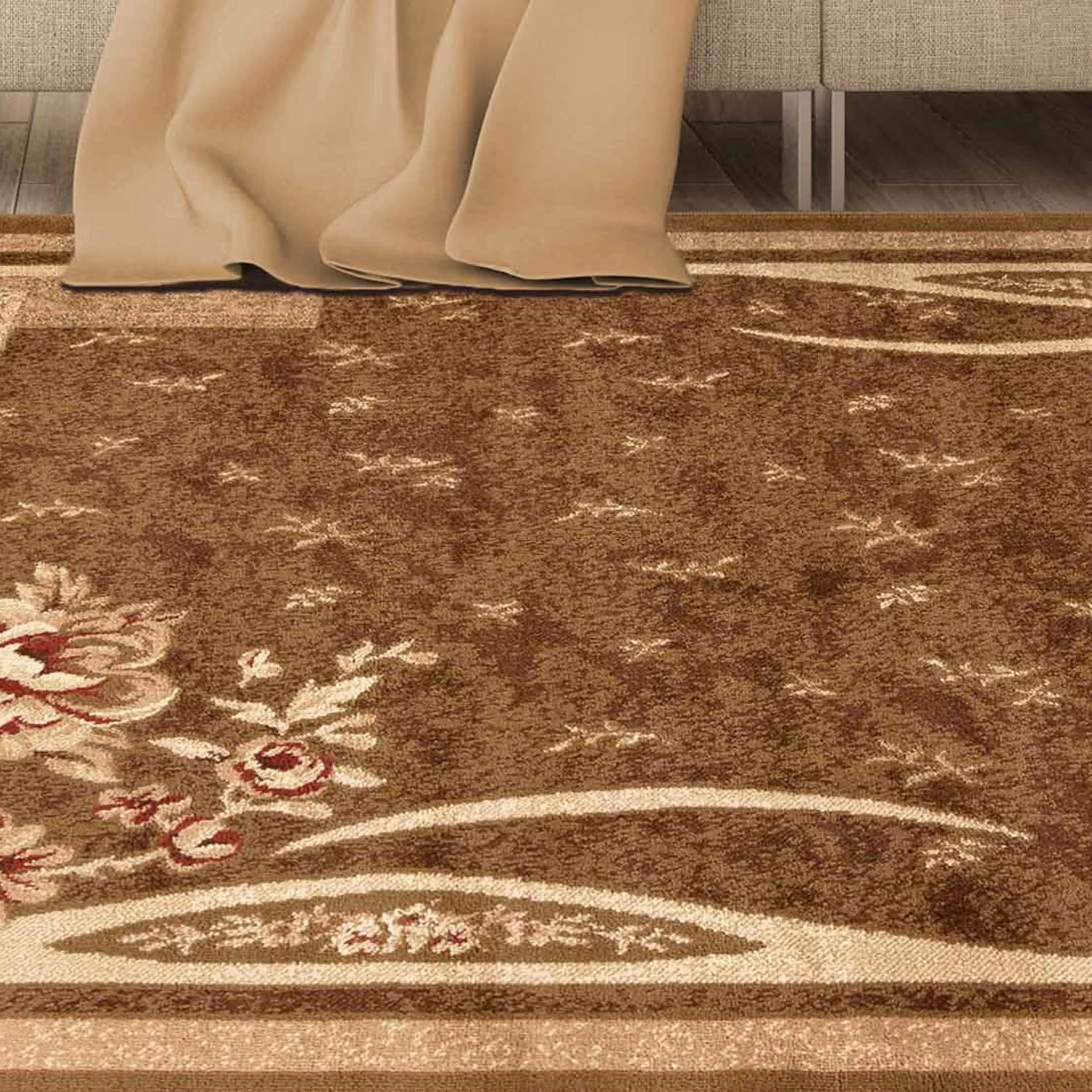 Superior Minimalist Modern Floral Power-Loomed Indoor Area Rug