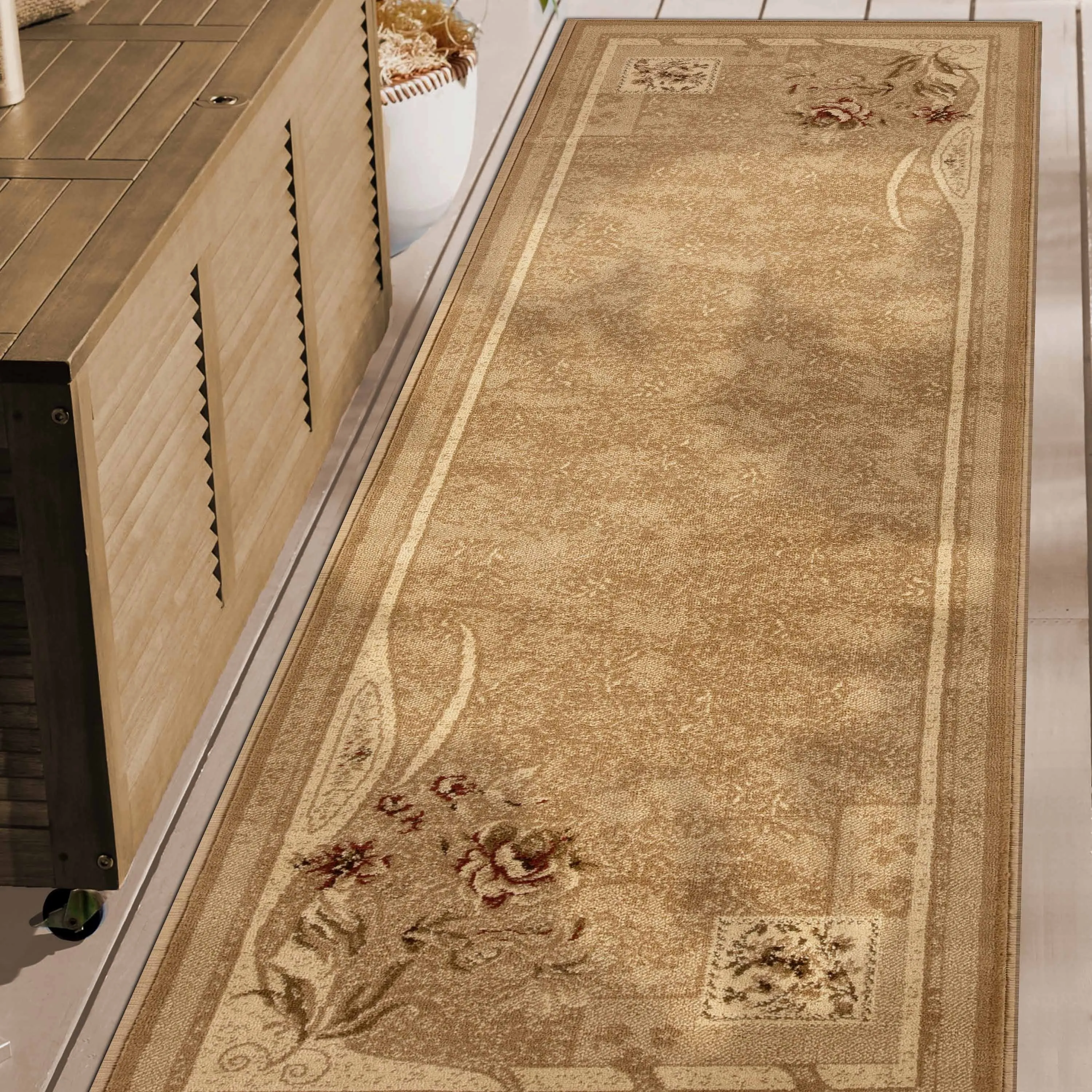Superior Minimalist Modern Floral Power-Loomed Indoor Area Rug