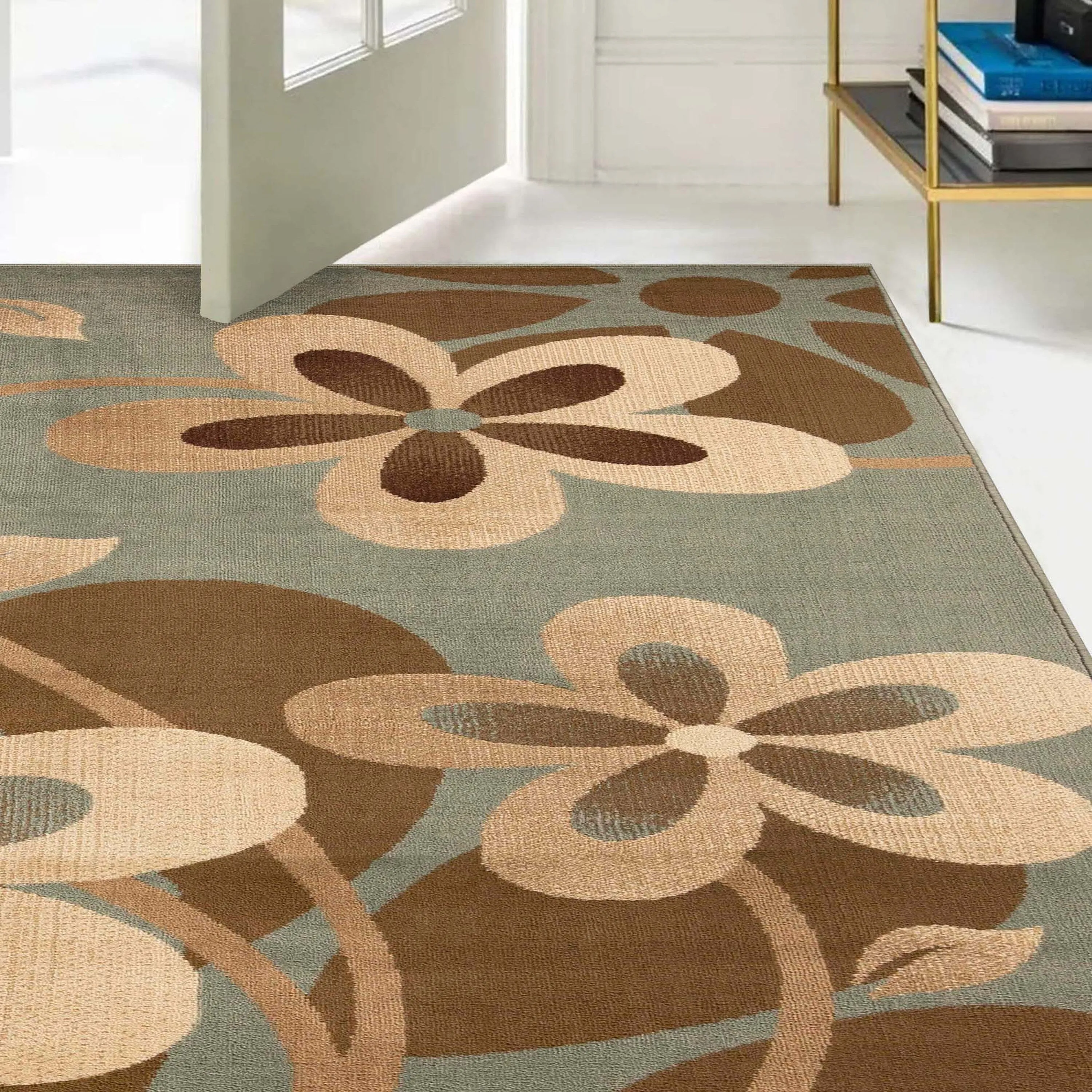Superior Modern Bohemian Oversized Flower Vines Power-Loomed Indoor Area Rug