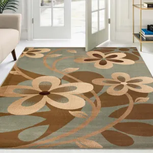 Superior Modern Bohemian Oversized Flower Vines Power-Loomed Indoor Area Rug