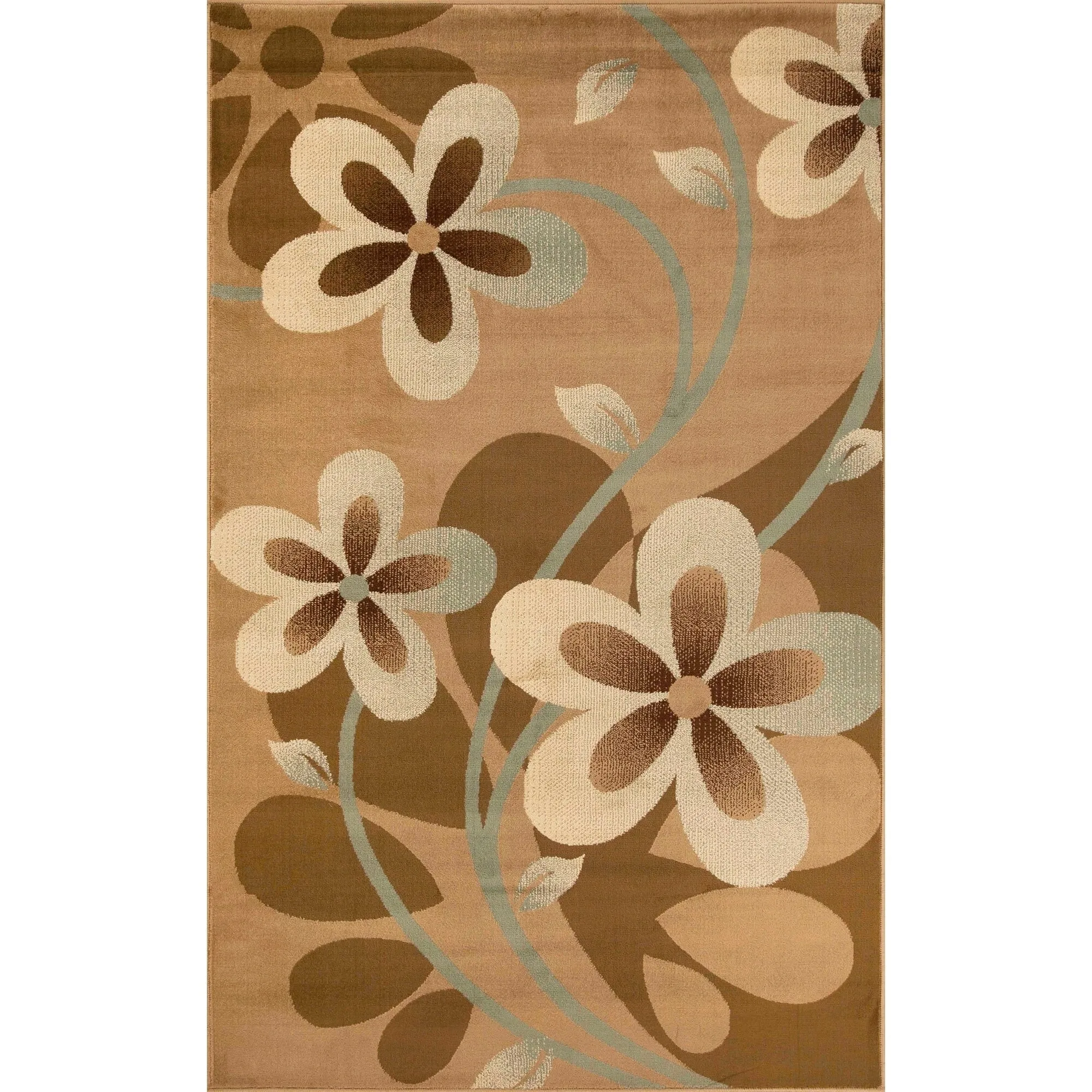 Superior Modern Bohemian Oversized Flower Vines Power-Loomed Indoor Area Rug