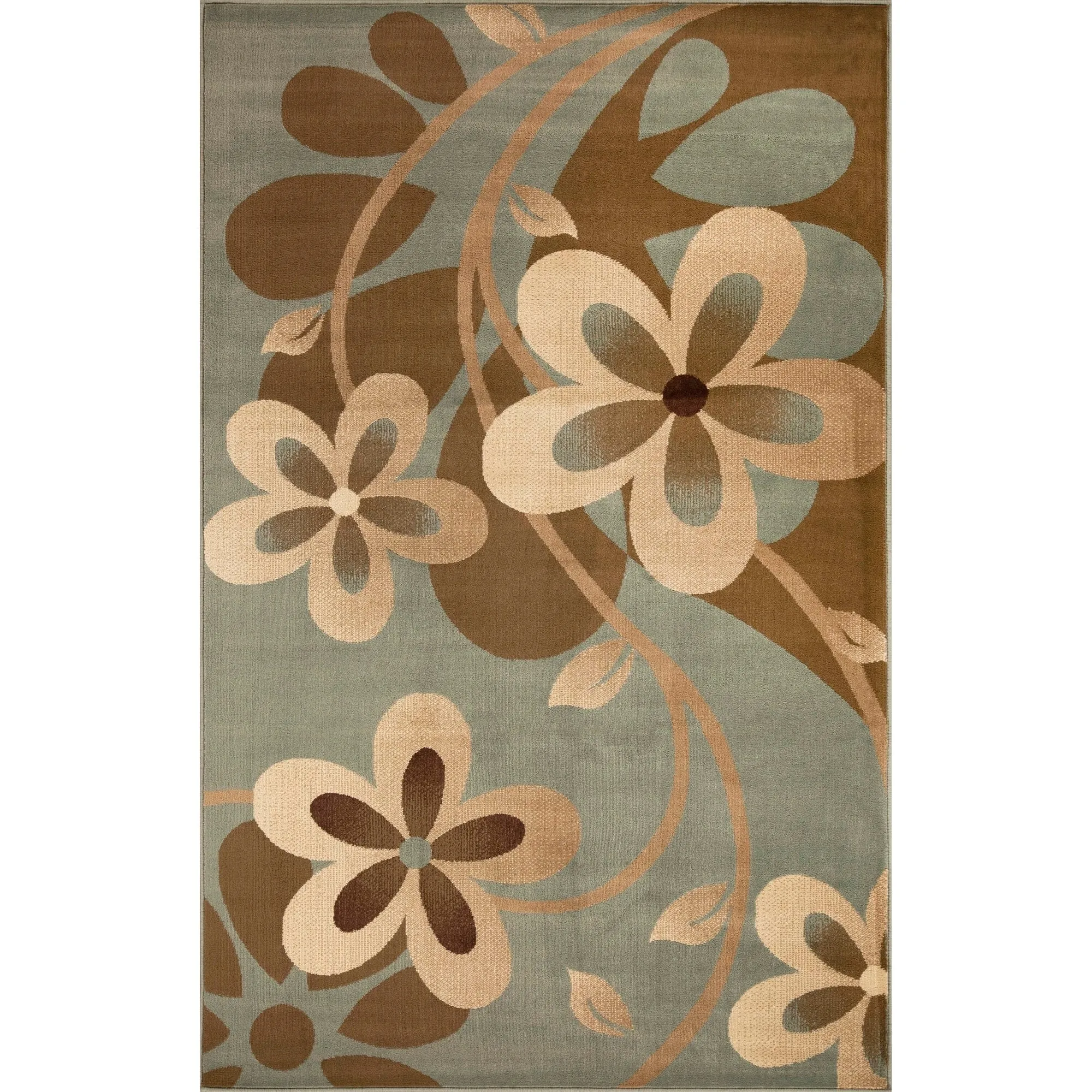 Superior Modern Bohemian Oversized Flower Vines Power-Loomed Indoor Area Rug