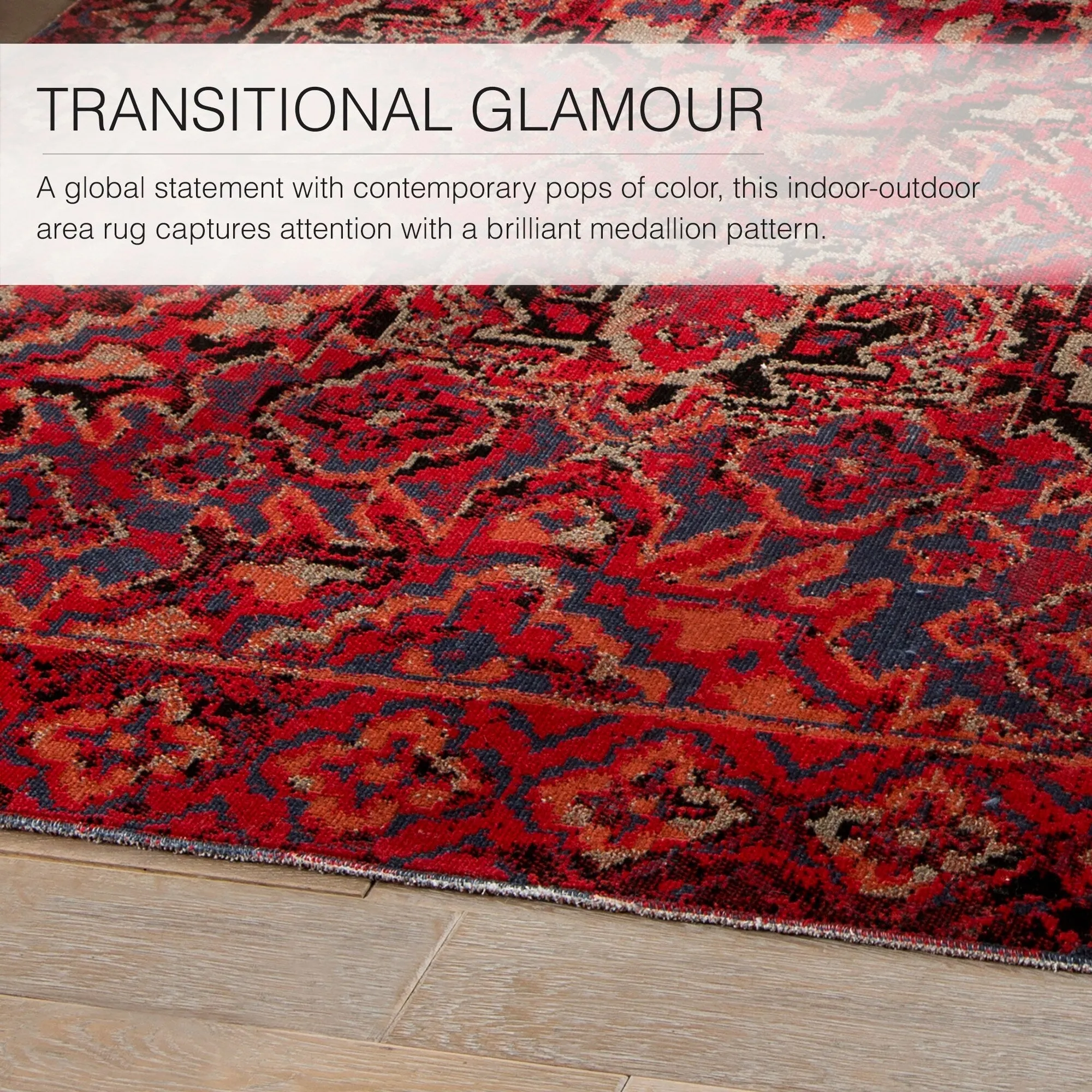 The Curated Nomad Brant Indoor/ Outdoor Medallion Red Area Rug