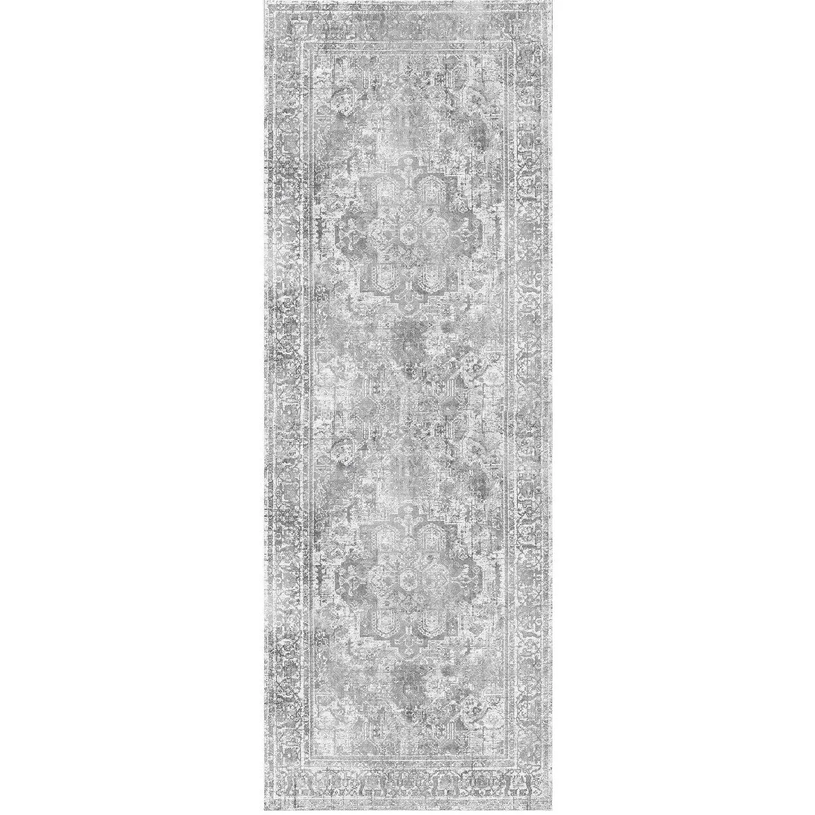 The Rug Collective Distressed Vintage Chilaz Grey Machine Washable Runner Rug