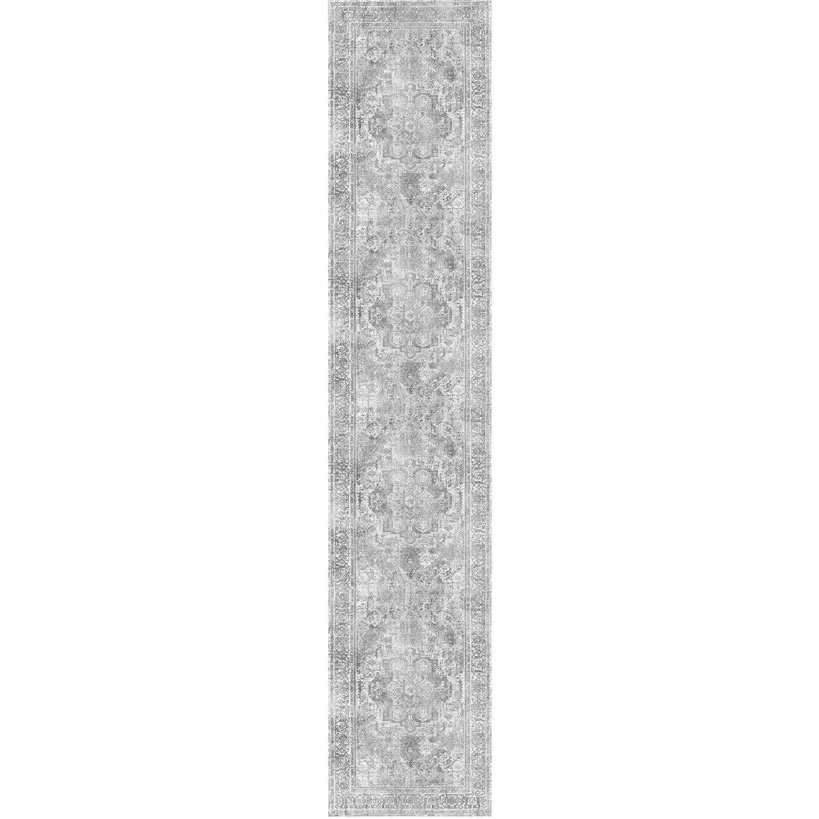 The Rug Collective Distressed Vintage Chilaz Grey Machine Washable Runner Rug