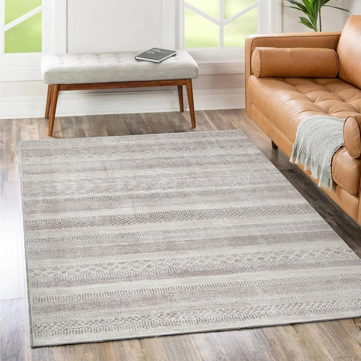The Rug Collective Mojave Lines Desert Beige - Machine Washable Area Rug