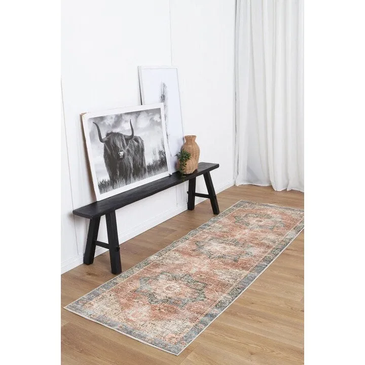 The Rug Collective Vintage Cezanne Terracotta Sky Machine Washable Area Rug