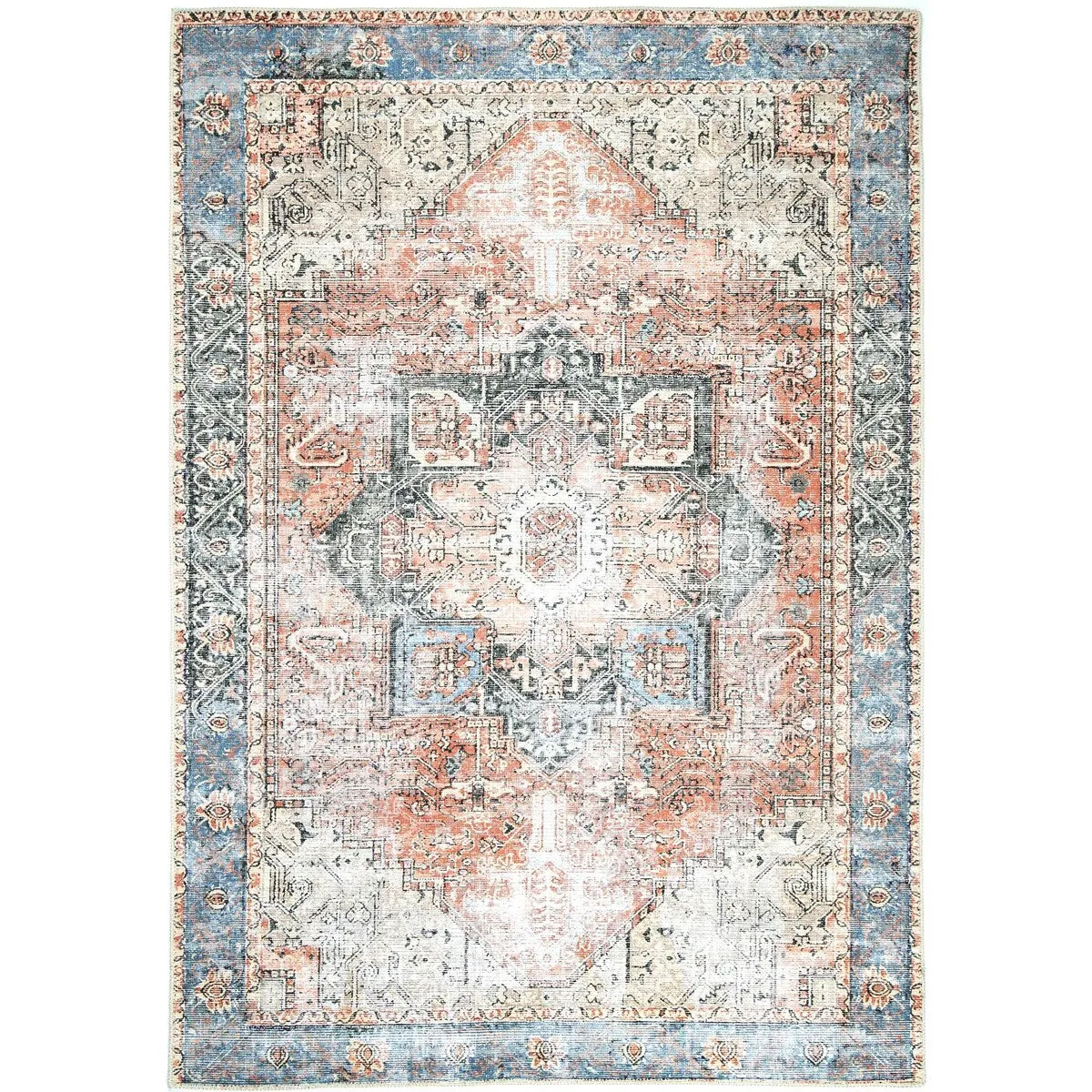 The Rug Collective Vintage Cezanne Terracotta Sky Machine Washable Area Rug