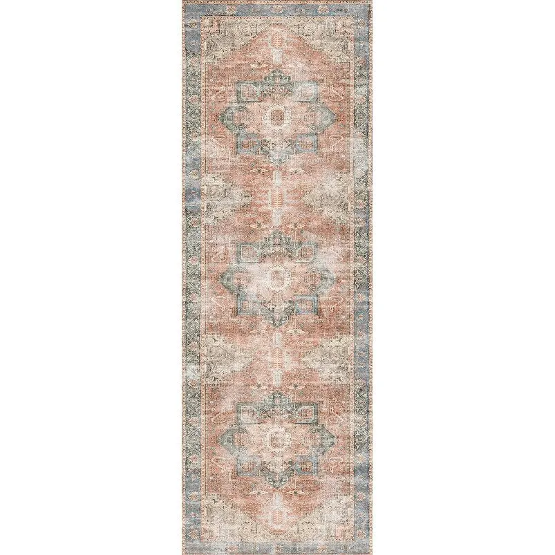 The Rug Collective Vintage Cezanne Terracotta Sky Machine Washable Area Rug