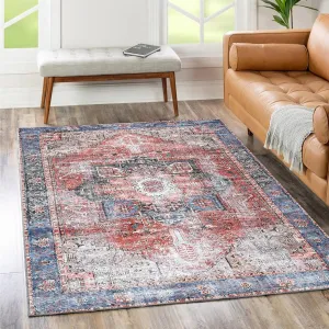 The Rug Collective Vintage Cezanne Terracotta Sky Machine Washable Area Rug