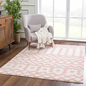Tilos Moroccan Trellis Farmhouse Shag Area Rug