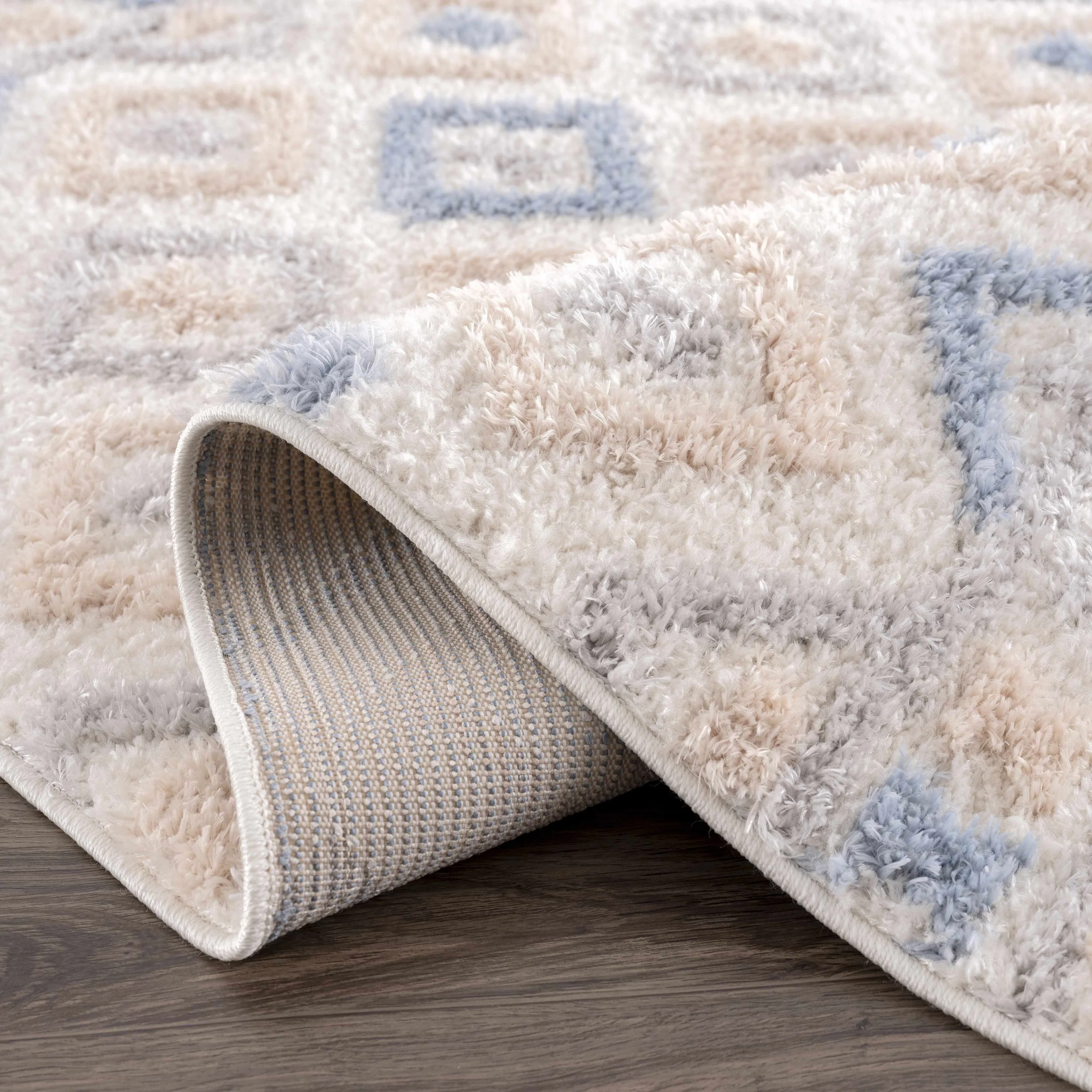 Tilos Moroccan Trellis Farmhouse Shag Area Rug