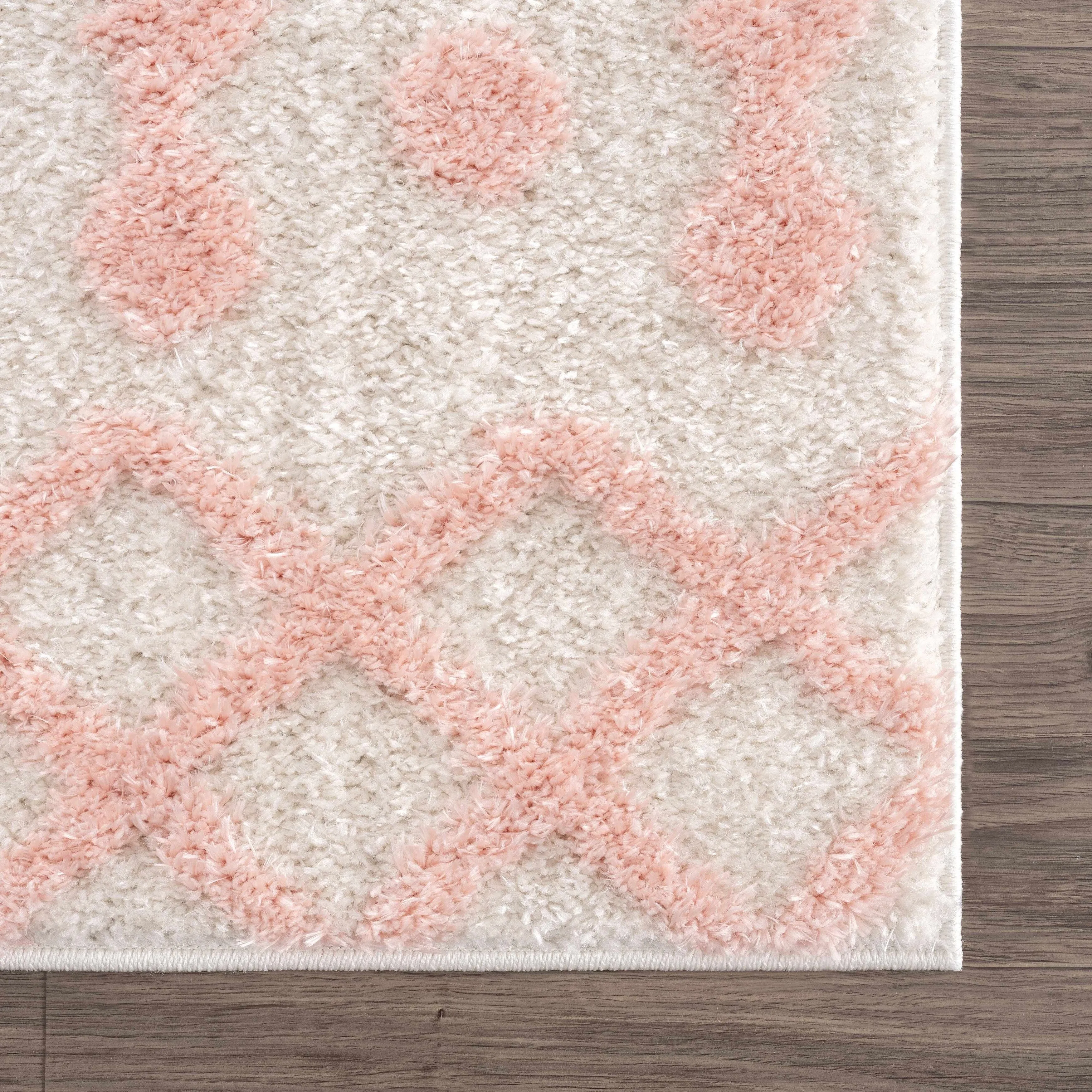 Tilos Moroccan Trellis Farmhouse Shag Area Rug