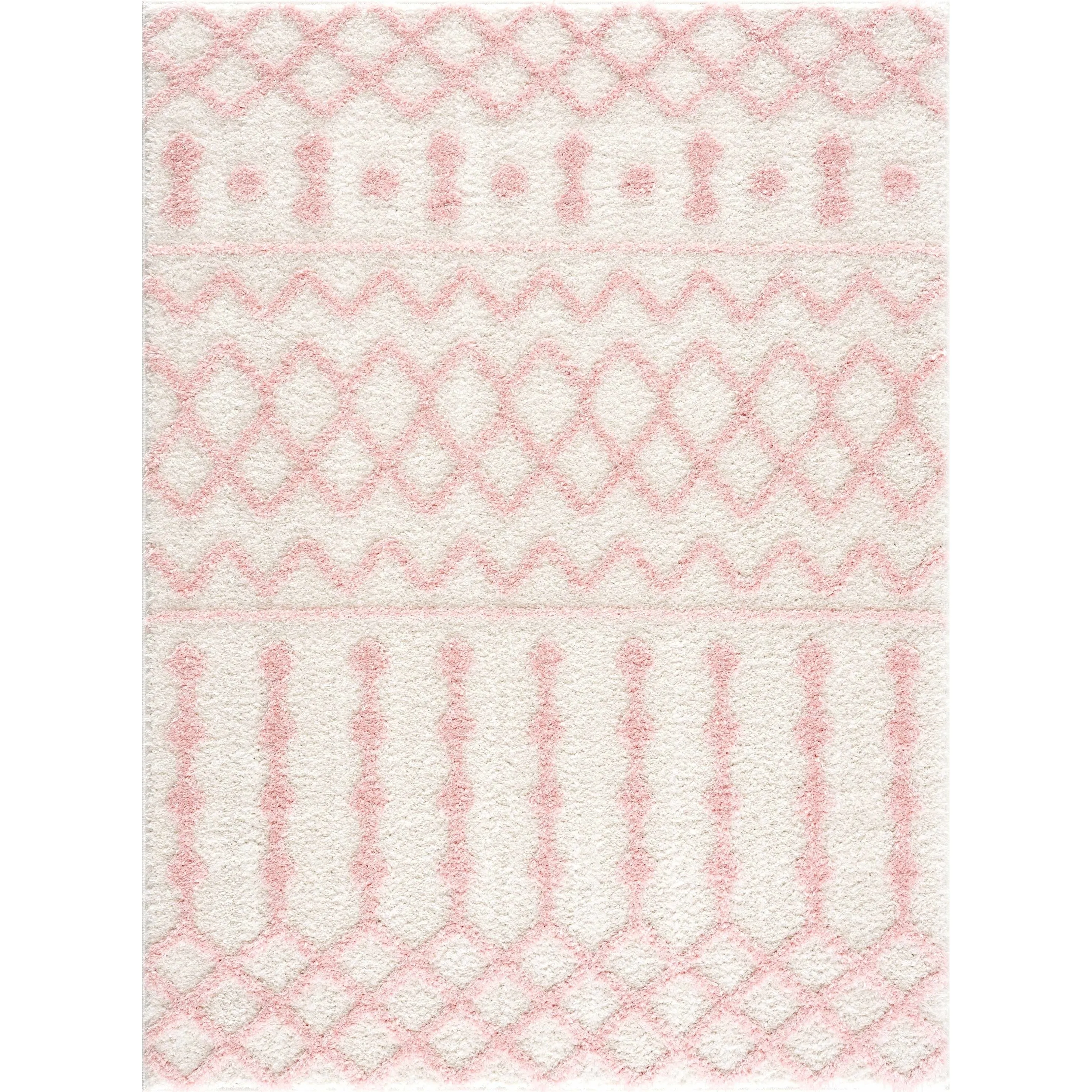 Tilos Moroccan Trellis Farmhouse Shag Area Rug