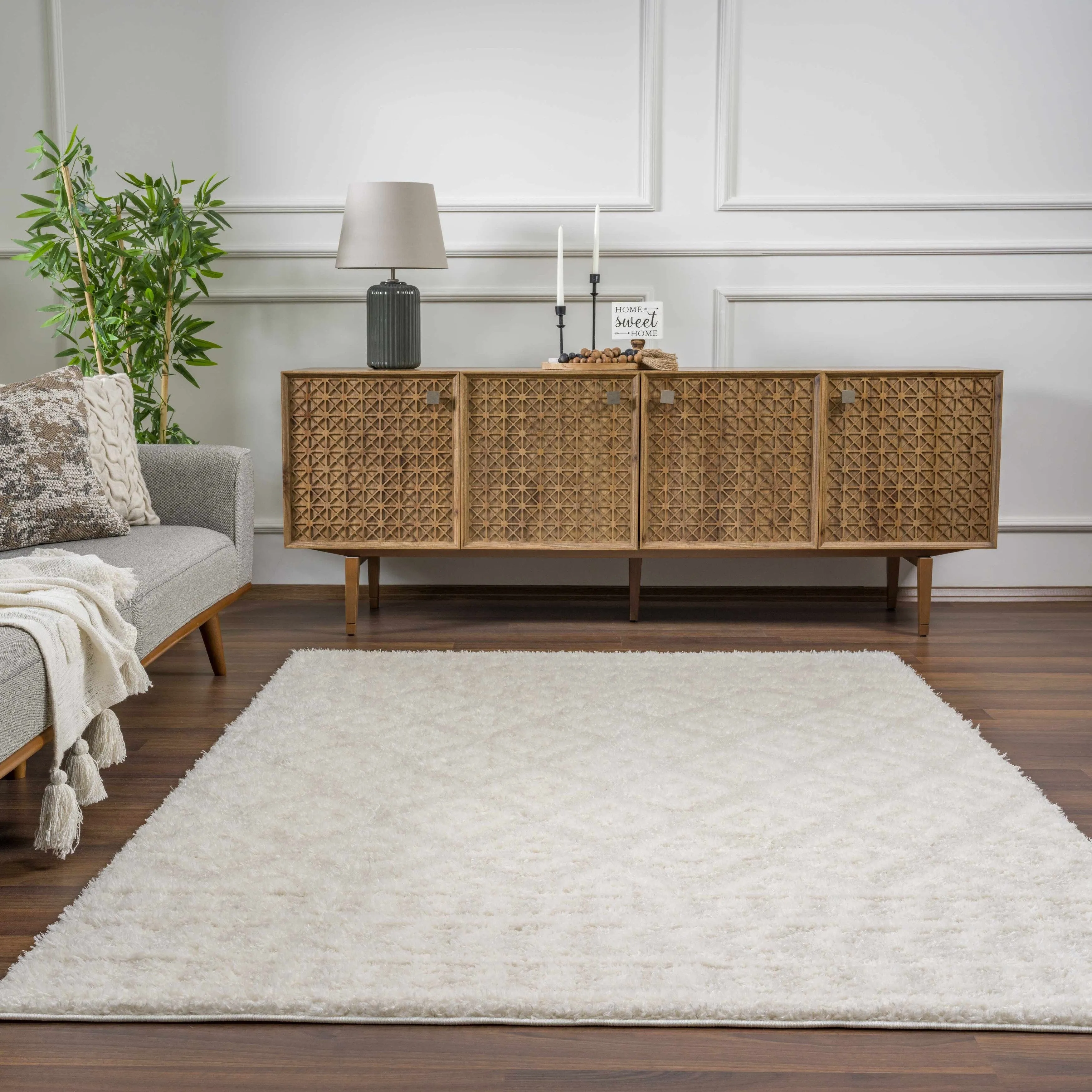 Tilos Moroccan Trellis Farmhouse Shag Area Rug