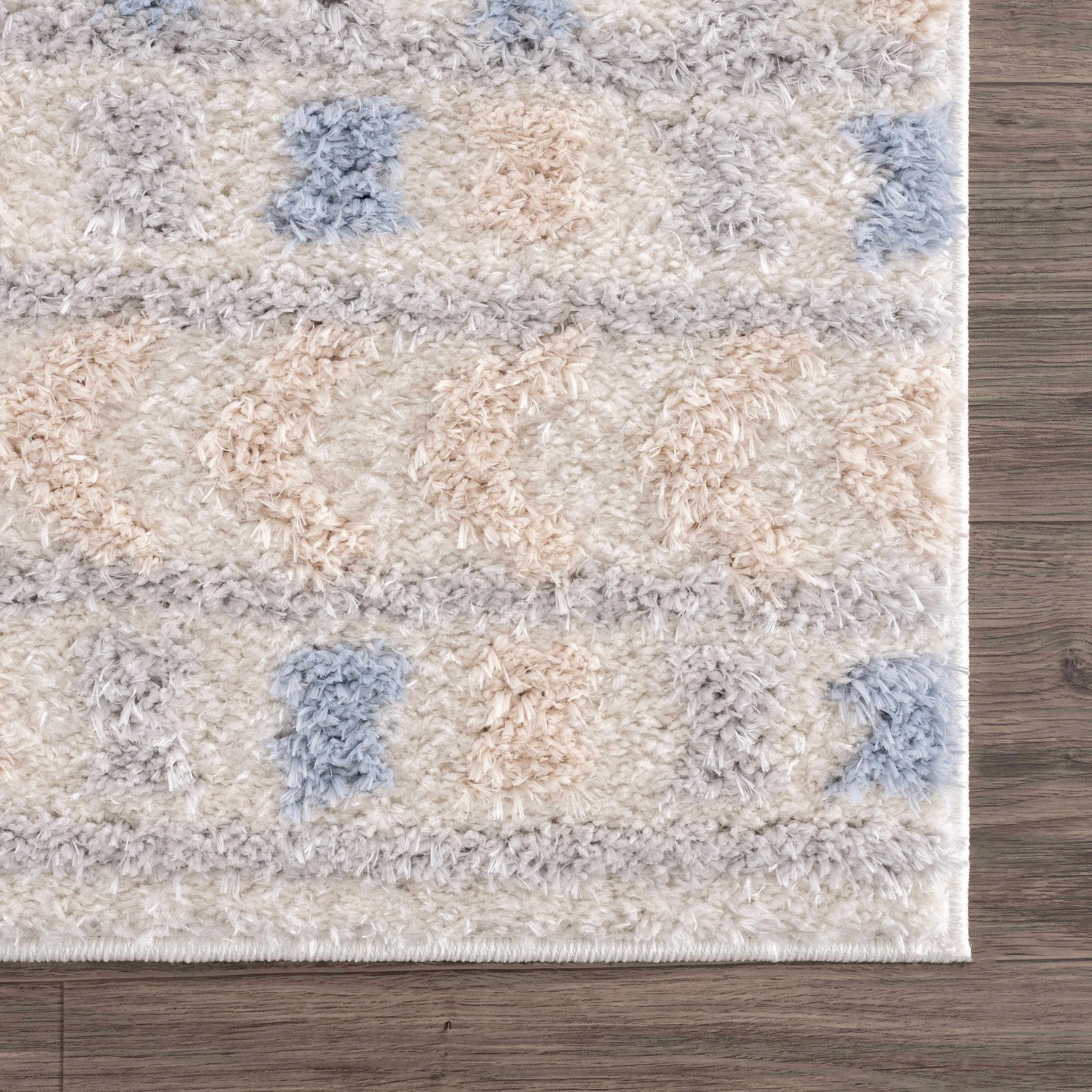 Tilos Moroccan Trellis Farmhouse Shag Area Rug