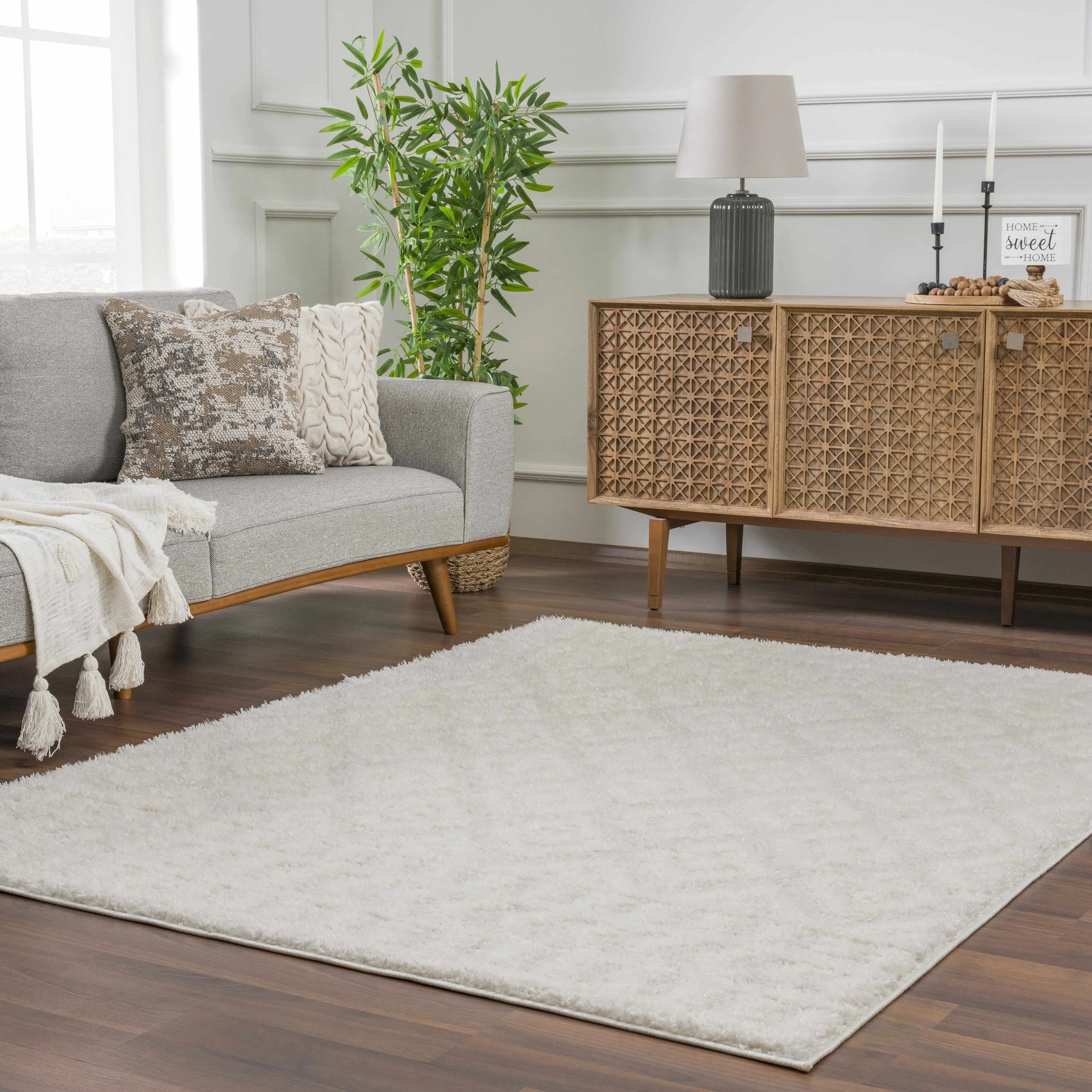 Tilos Moroccan Trellis Farmhouse Shag Area Rug