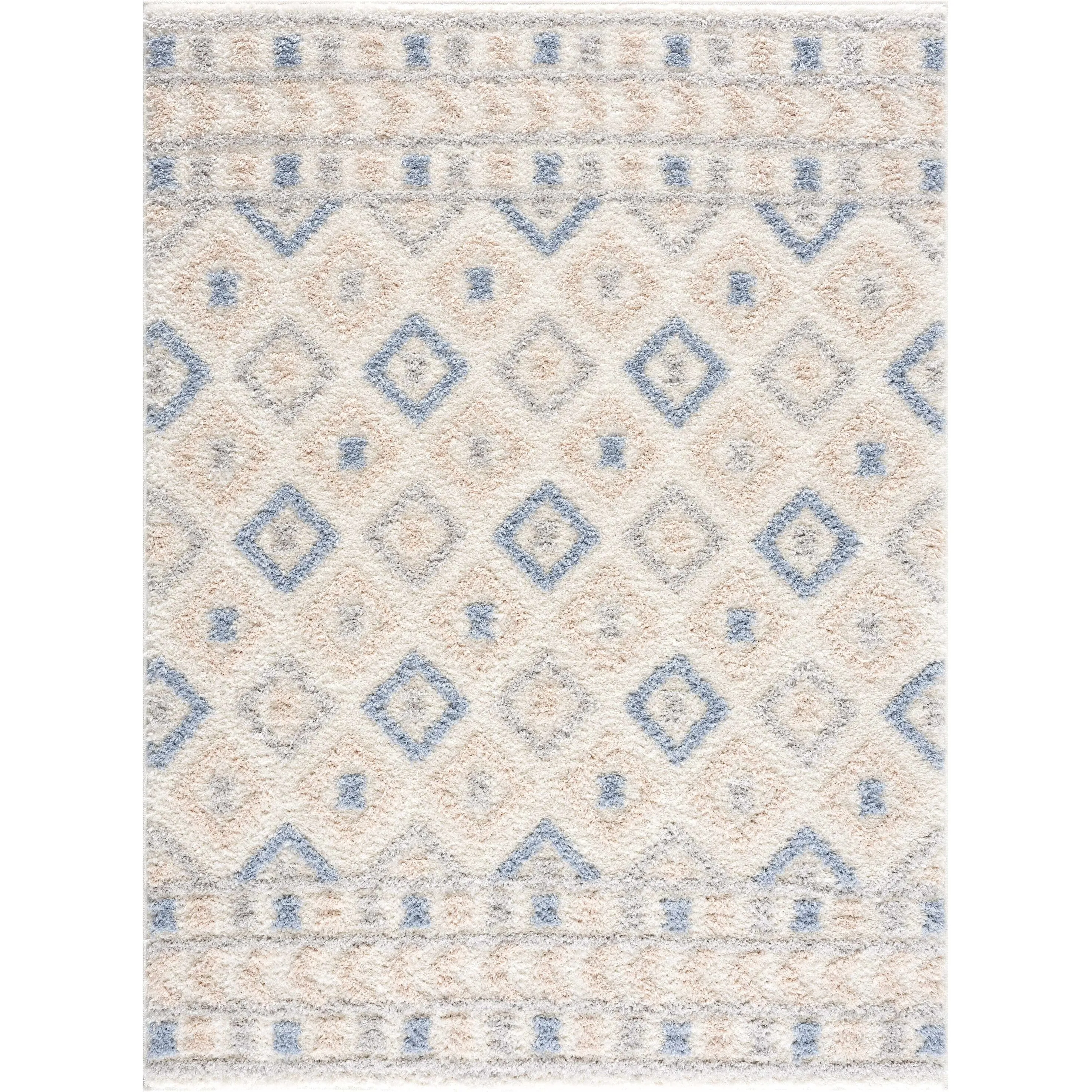Tilos Moroccan Trellis Farmhouse Shag Area Rug