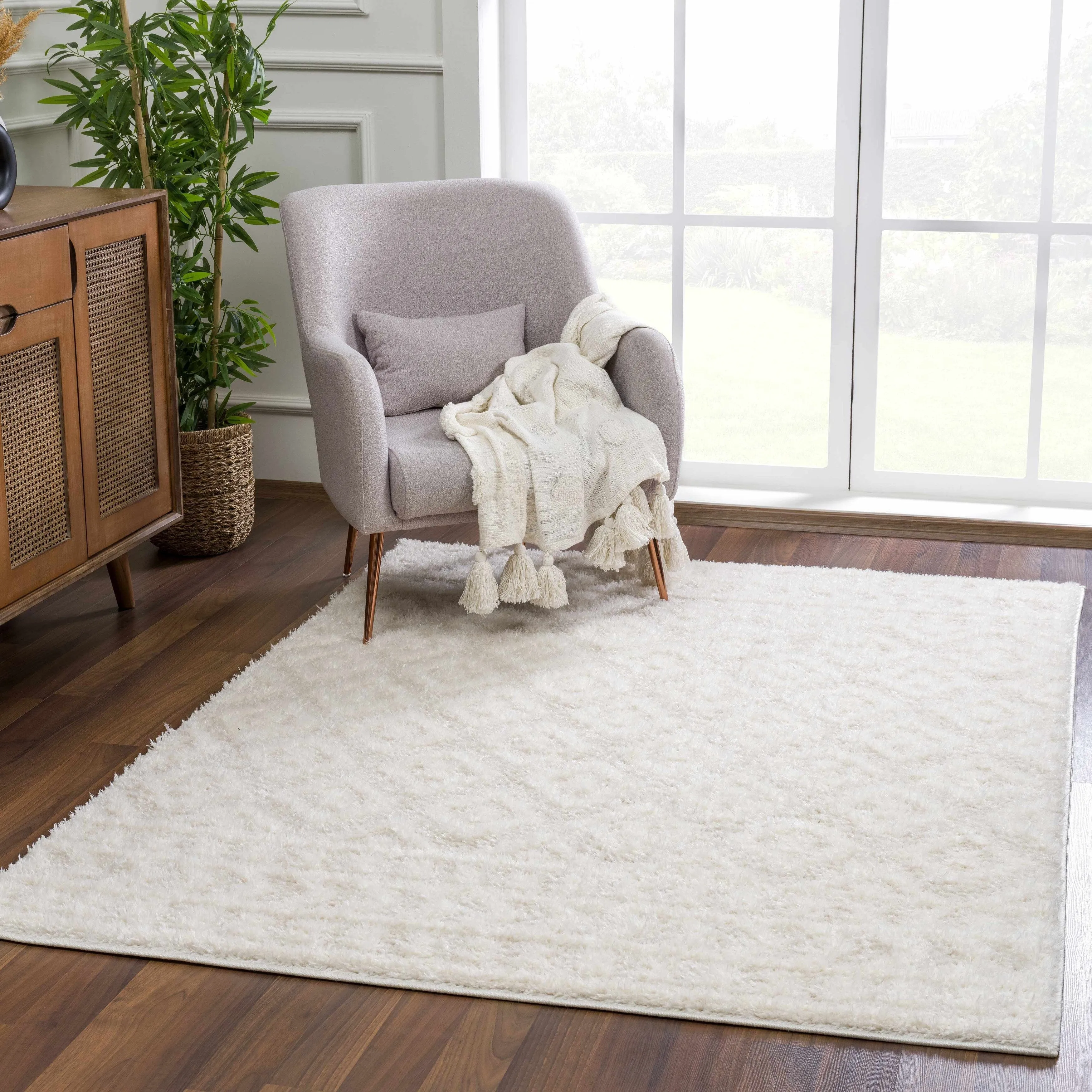 Tilos Moroccan Trellis Farmhouse Shag Area Rug