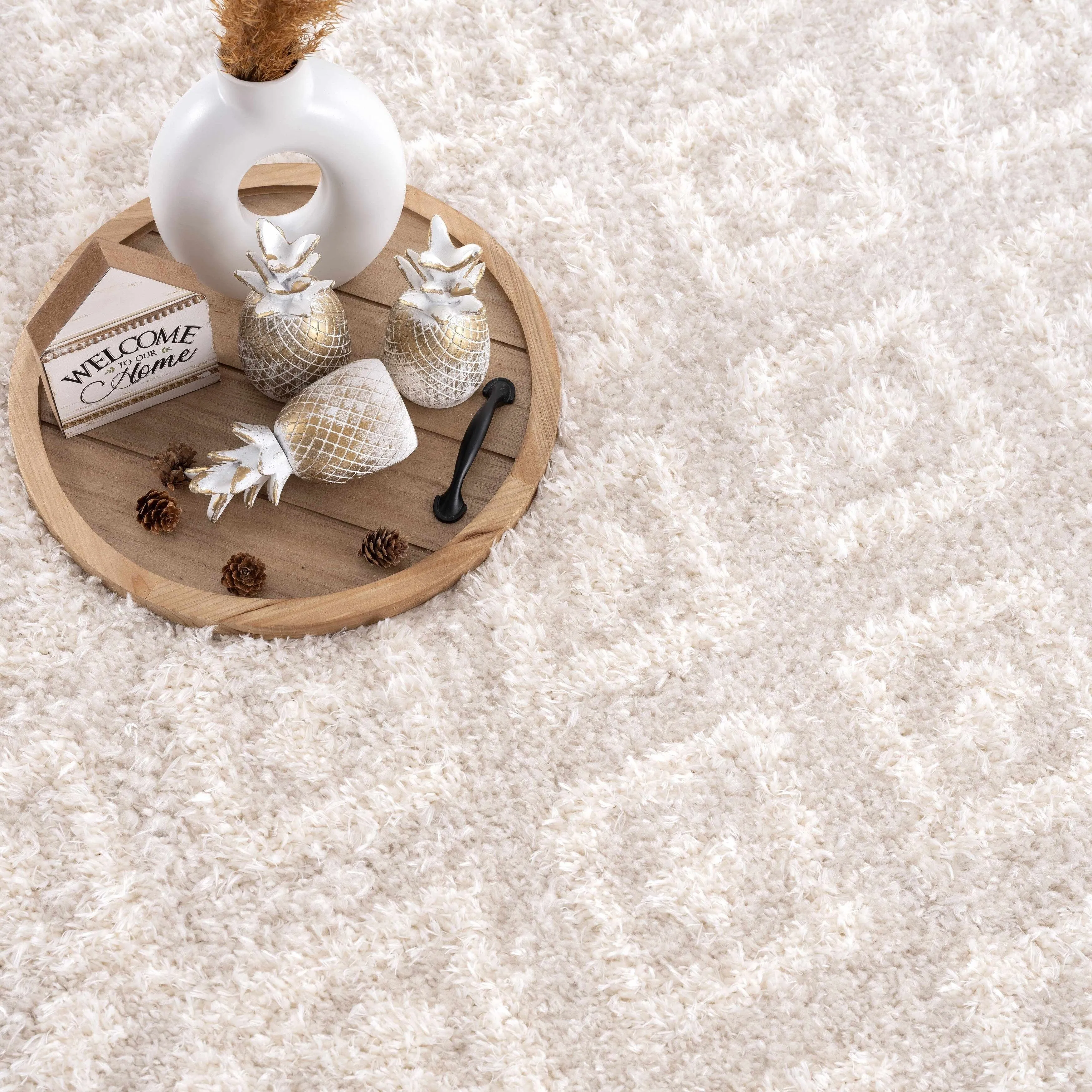 Tilos Moroccan Trellis Farmhouse Shag Area Rug