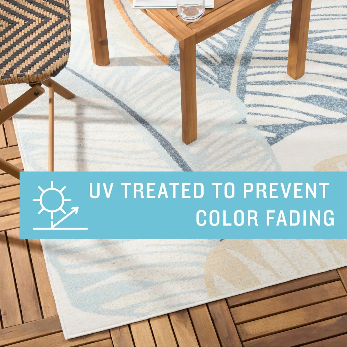 TOMMY BAHAMA Cay Palm Fronds Indoor Outdoor Area Rug. Leaf Coastal Design. UV Fade Resistant