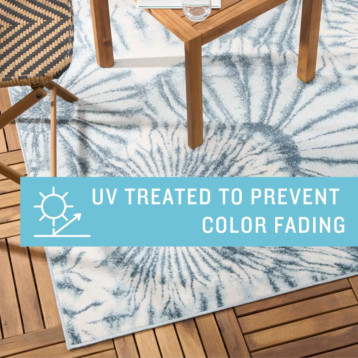 TOMMY BAHAMA Shibori Summer Tie Dye Indoor Outdoor Area Rug. Tie Dye Modern Design. UV Fade Resistant