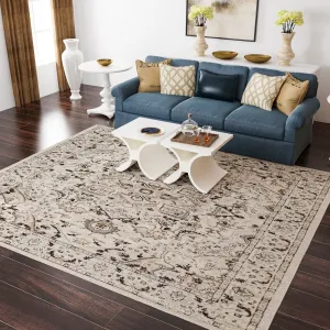 Traditional Cream/Beige Oriental Area Rug