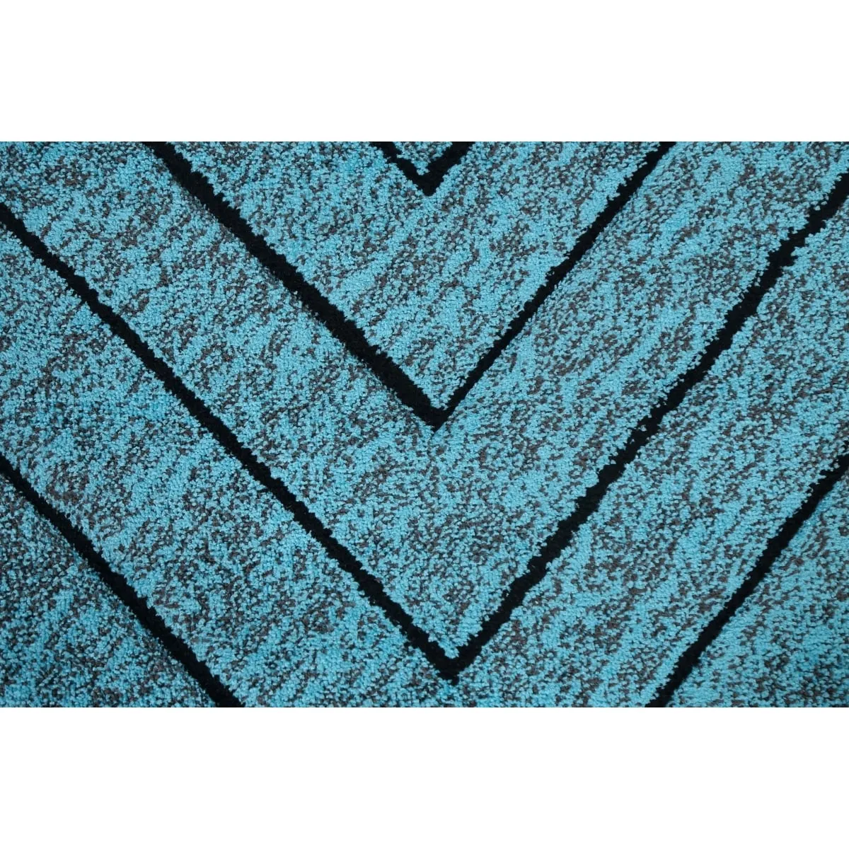 Turquoise Blue Chevron Style Transitional Turkish Rug Oriental Carpet