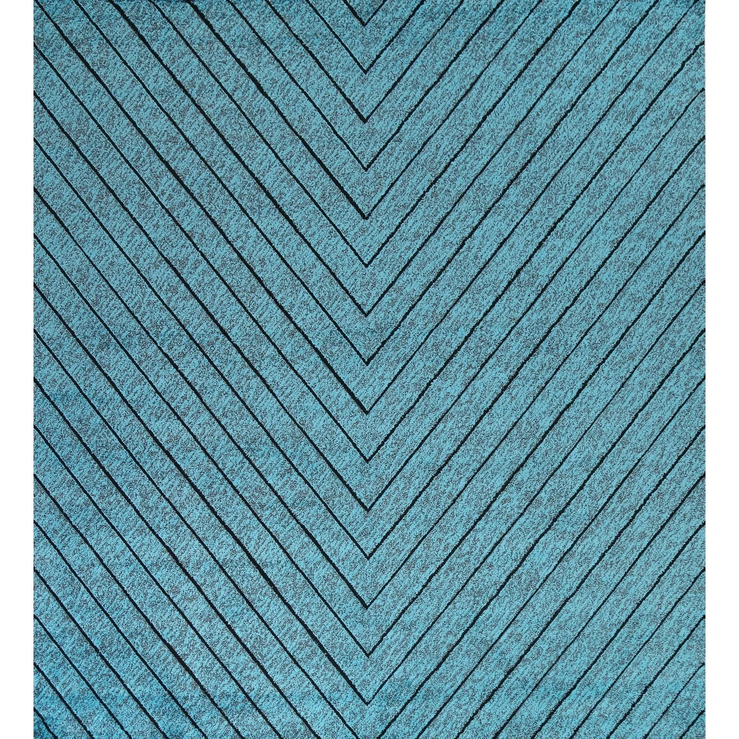 Turquoise Blue Chevron Style Transitional Turkish Rug Oriental Carpet