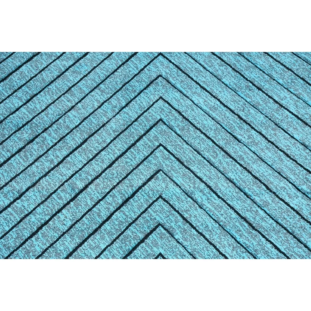 Turquoise Blue Chevron Style Transitional Turkish Rug Oriental Carpet